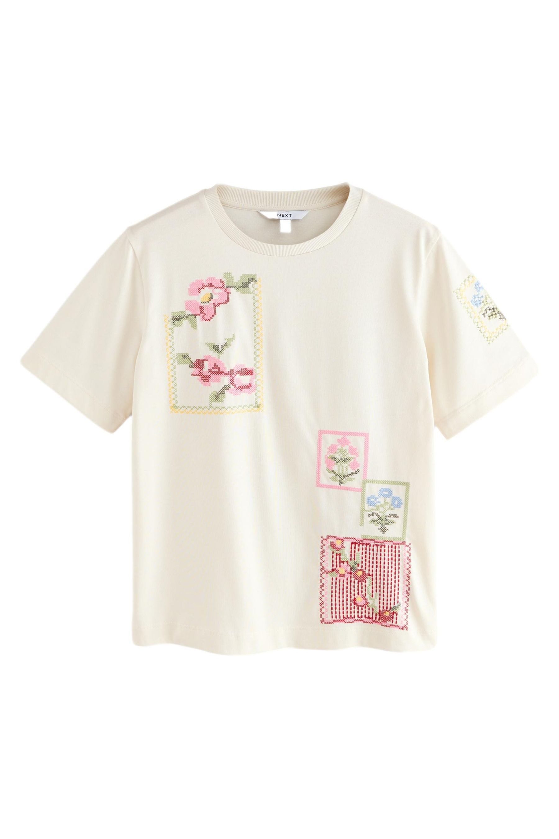 Next T-Shirt T-Shirt mit Kreuzstickerei, Kurzgröße günstig online kaufen