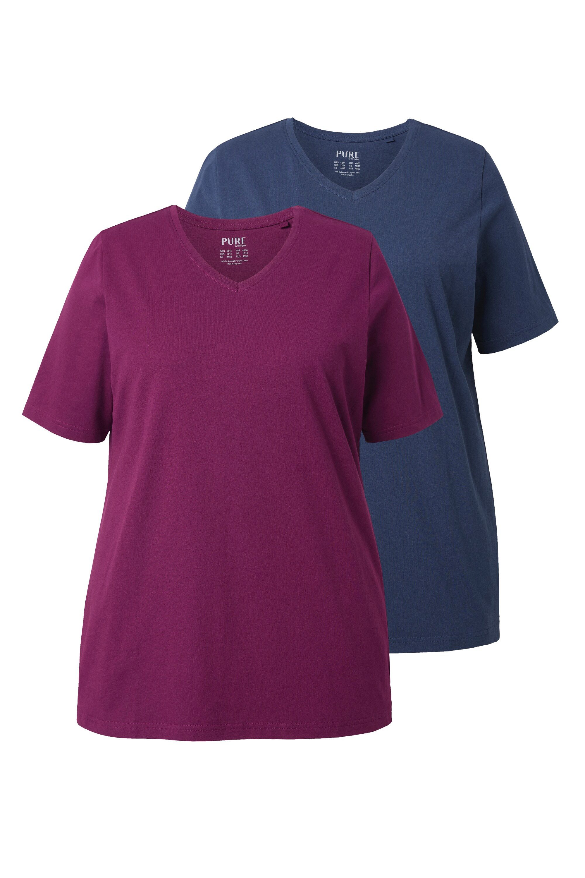 Ulla Popken T-Shirt T-Shirts 2er-Pack V-Ausschnitt günstig online kaufen