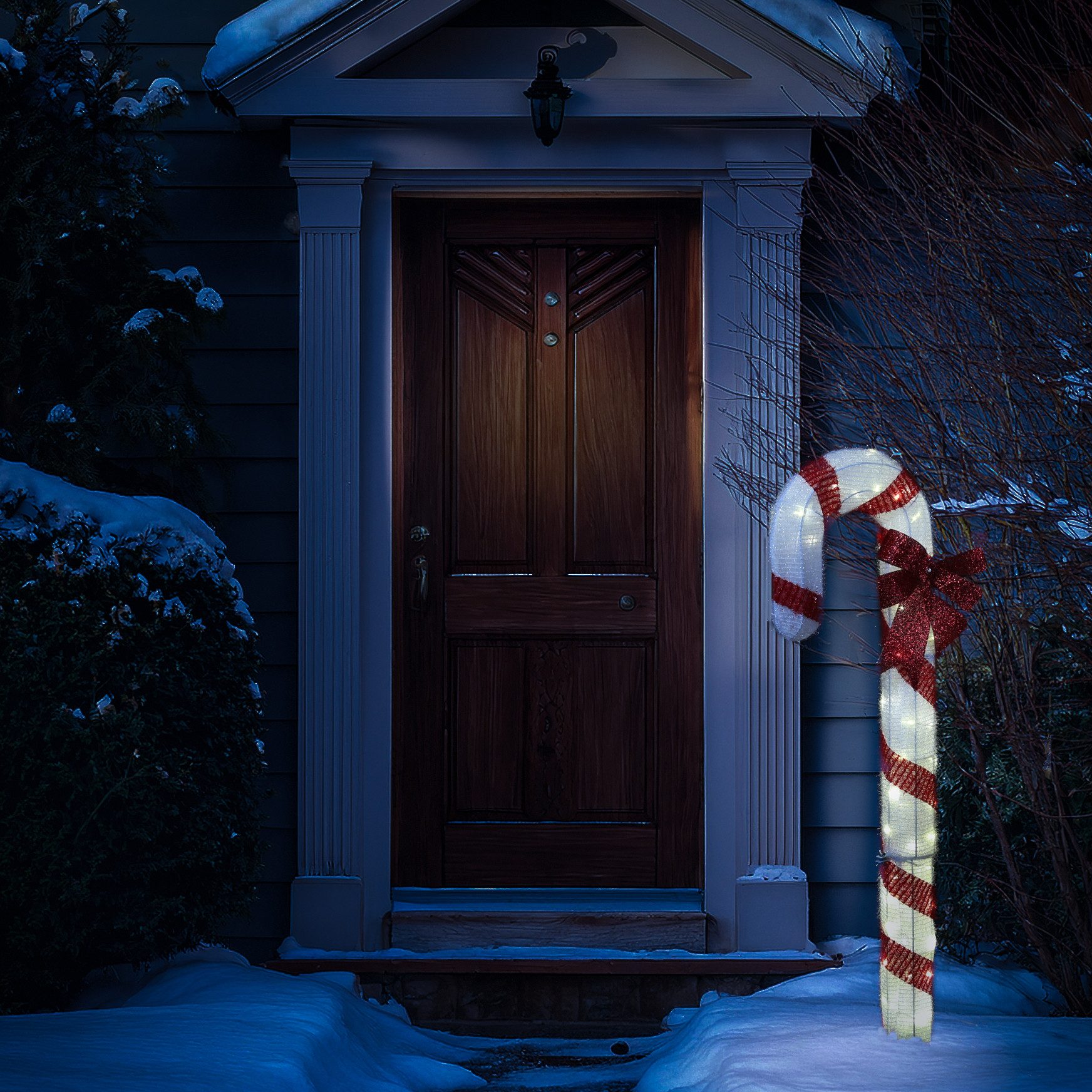 MARELIDA LED Dekoobjekt LED Zuckerstange mit Schleife XL Gartendeko Außen Weihnachtsdeko 1,2m, LED Classic, warmweiß (2100K bis 3000K)