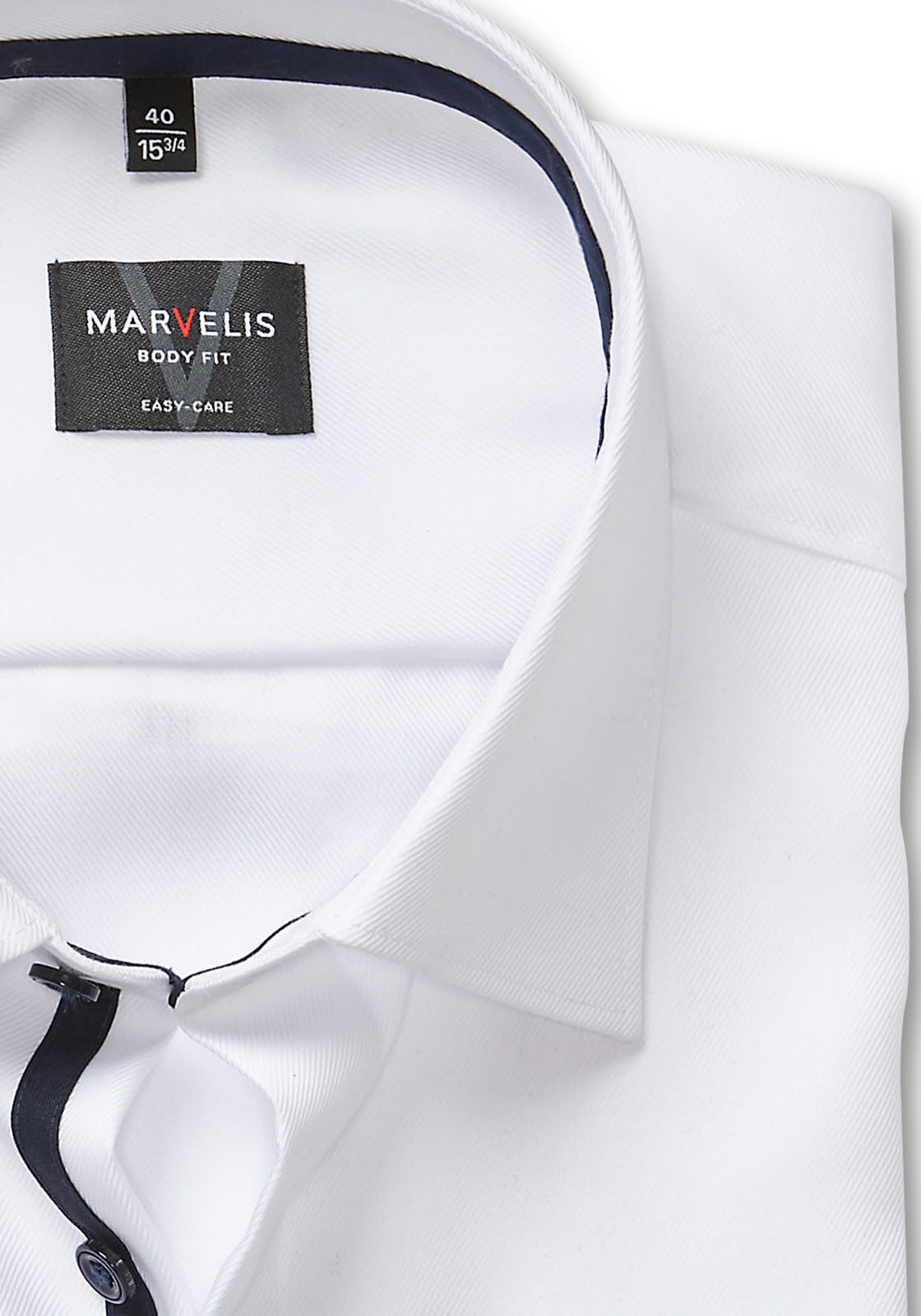 MARVELIS Langarmhemd Businesshemd, New-York-Kentkragen, unifarben, schmale Passform