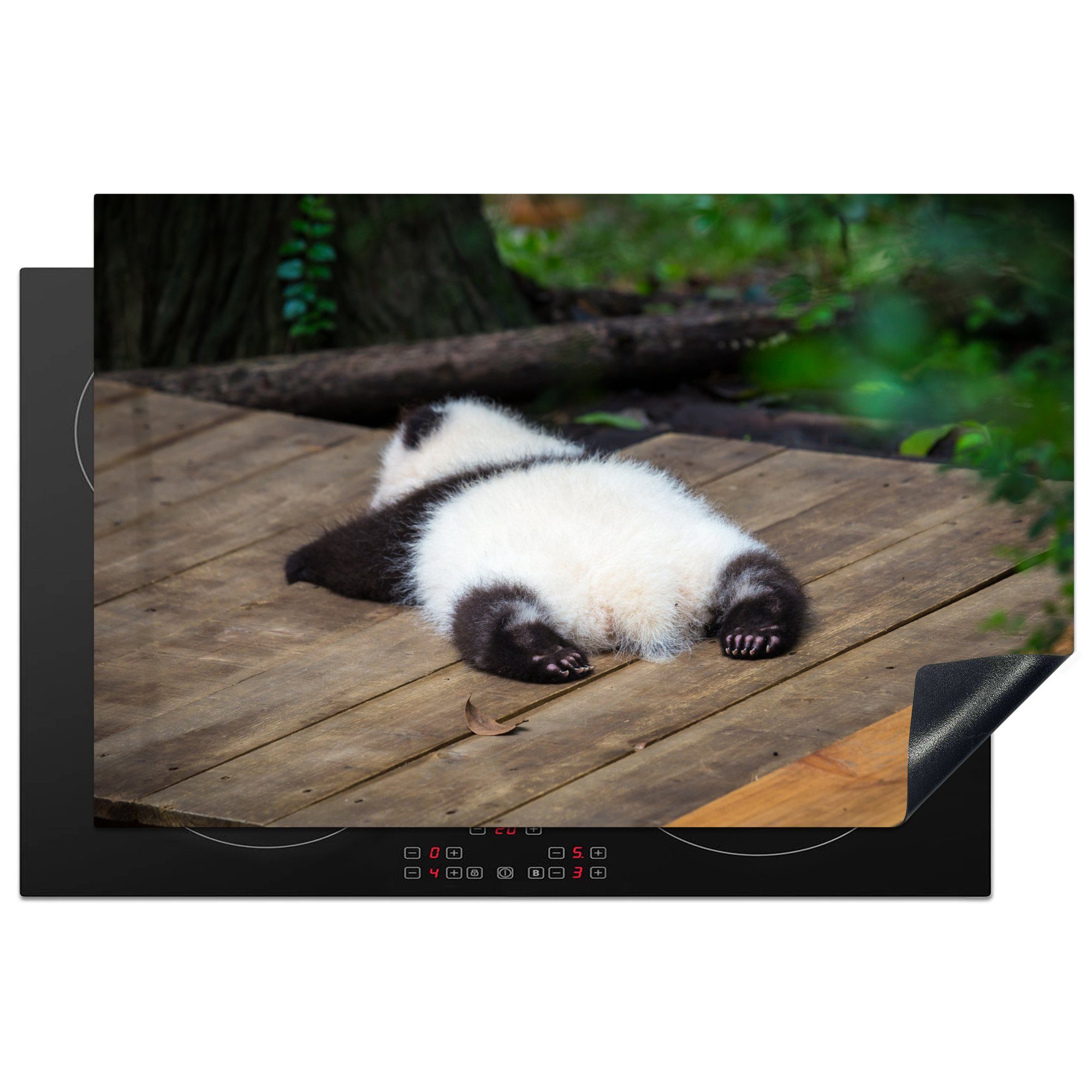 MuchoWow Herdblende-/Abdeckplatte Panda - Tier - Brücke, Vinyl, (1 tlg), 81x52 cm, Induktionskochfeld Schutz für die küche, Ceranfeldabdeckung