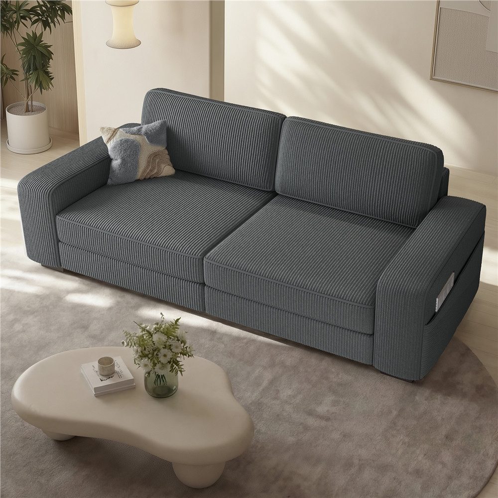 Yaheetech Sofa Polstersofa aus Cordstoff, Zweisitzer-Sofa, Breite Sitzfläche & Armlehnen, für Wohnzimmer