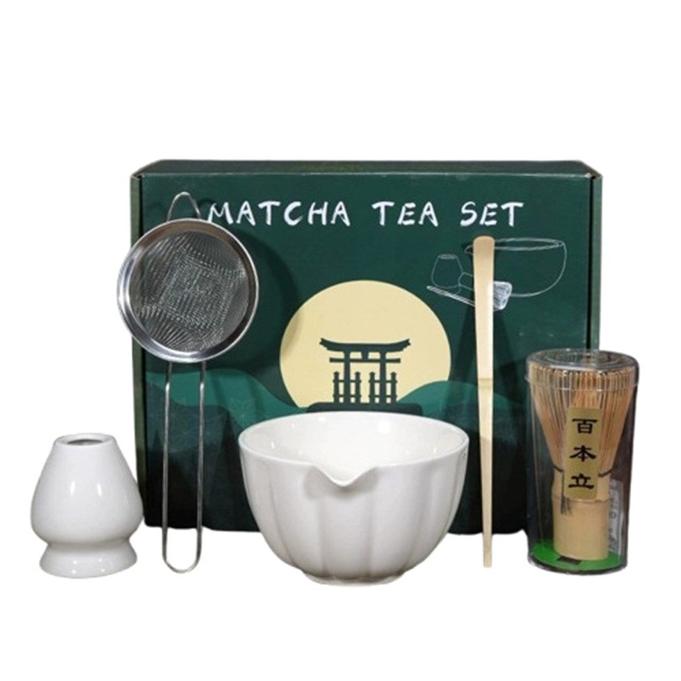 Auledio Чайный сервиз Keramik Matcha-Schale und Matcha-Rührbesen-Set, 5-teilig