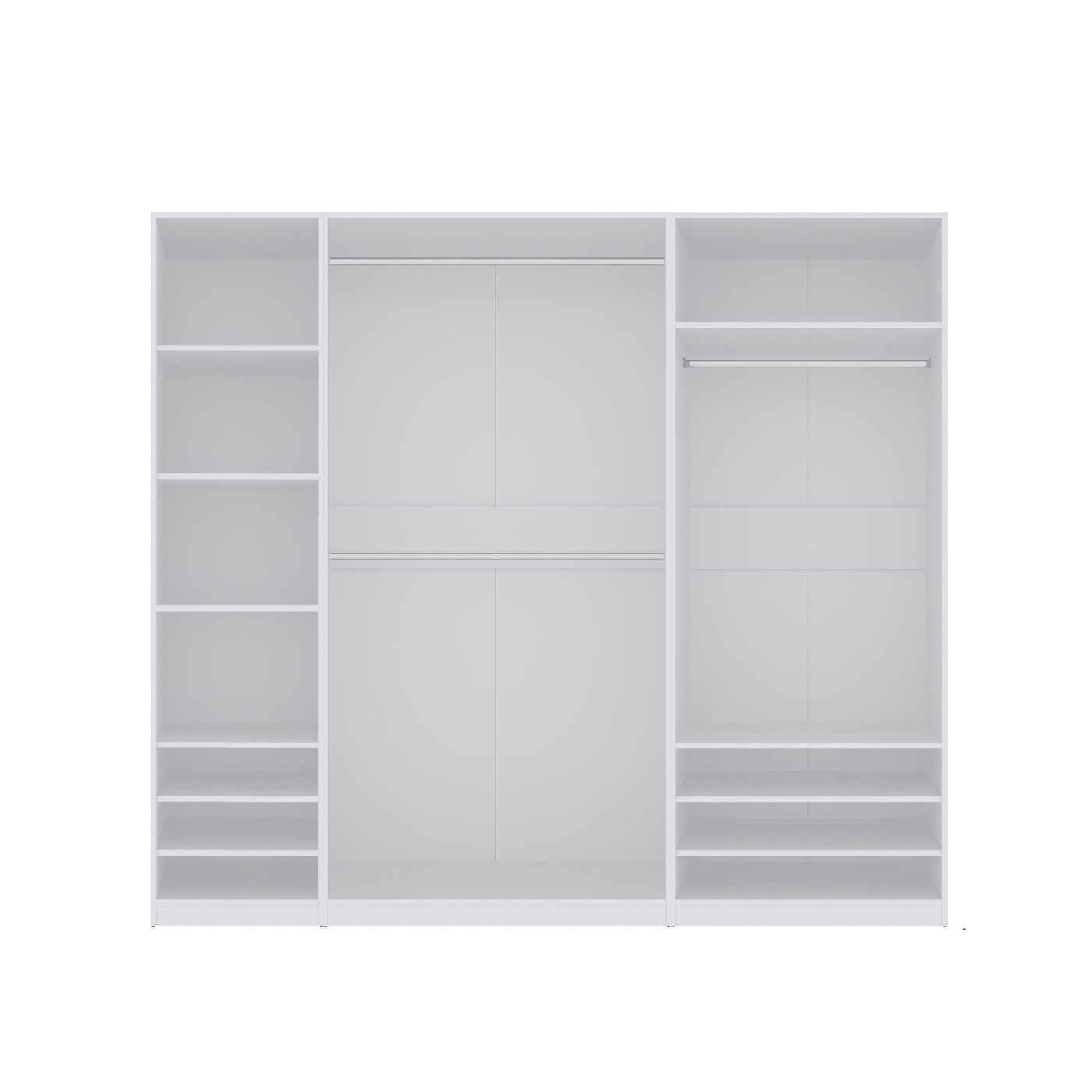 Marmex Möbel Garderobenschrank TRES SET M/B großer Kleiderschrank mit Kleiderstangen 230x206x51 (3-St) 3 Kleiderstangen, Einlegeböden, Stauraum