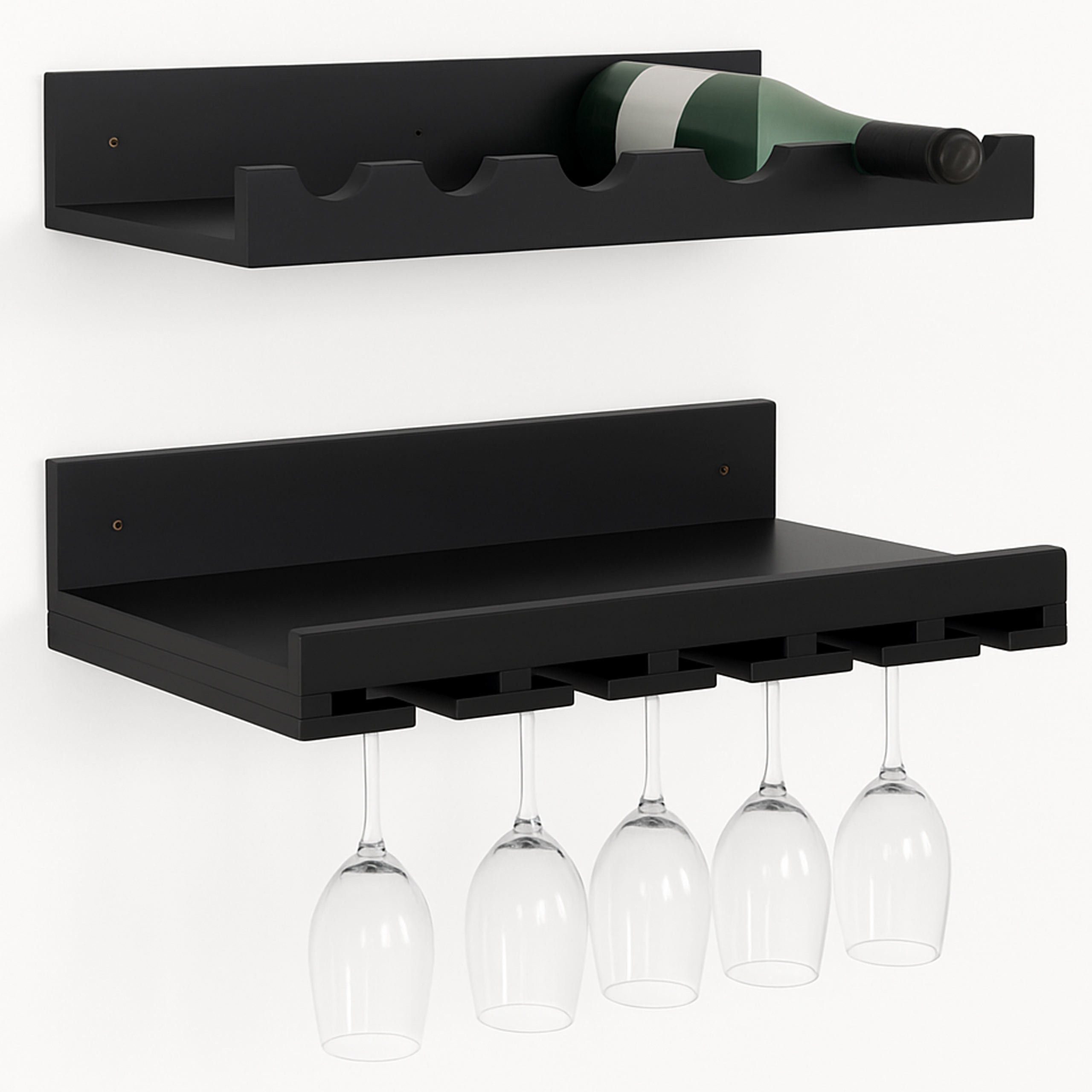 MCW Weinregal MCW-P22, Set, 2-teiliges Wandregal-Set: Ein Regal für Weinflaschen, eines für Gläser