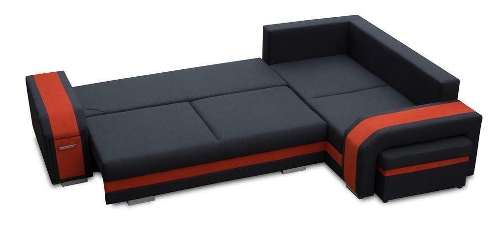 JVmoebel Ecksofa, Ecksofa Schwarz/Orange Form Schlaf Wohnzimmer Sofa Couch Garnitur L Couchen
