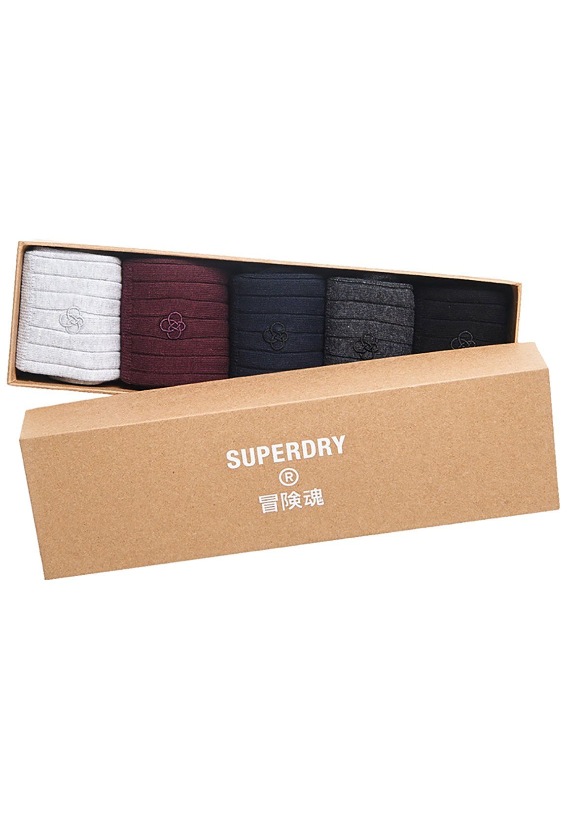 Superdry Freizeitsocken Superdry Socken Fünferpack CASUAL RIB SOCK GIFT SET Dark Multi
