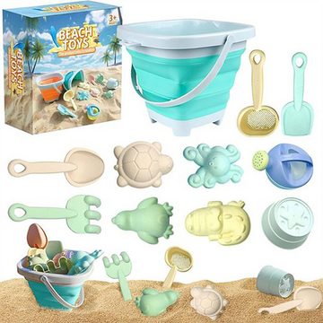 Fivejoy Sandform-Set 11 Stück Sandkasten Spielzeug Kinder mit klappbarem Eimer, (11-tlg), Strandspielzeug für Kinder - Sandspielzeug Set