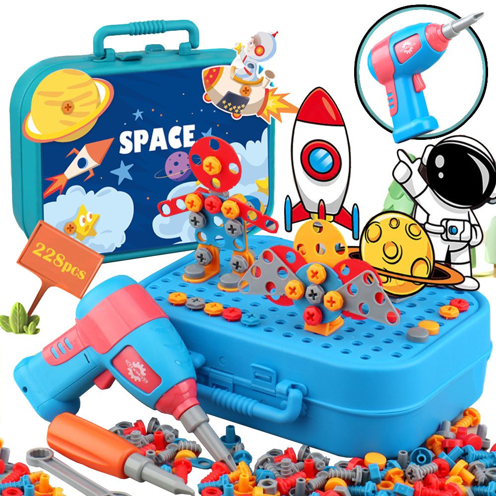DINO SONO Steckspielzeug Bauspielzeug 3D Space Steckspiel Schraubenzieher Weltraum Astronauten, Weltraum
