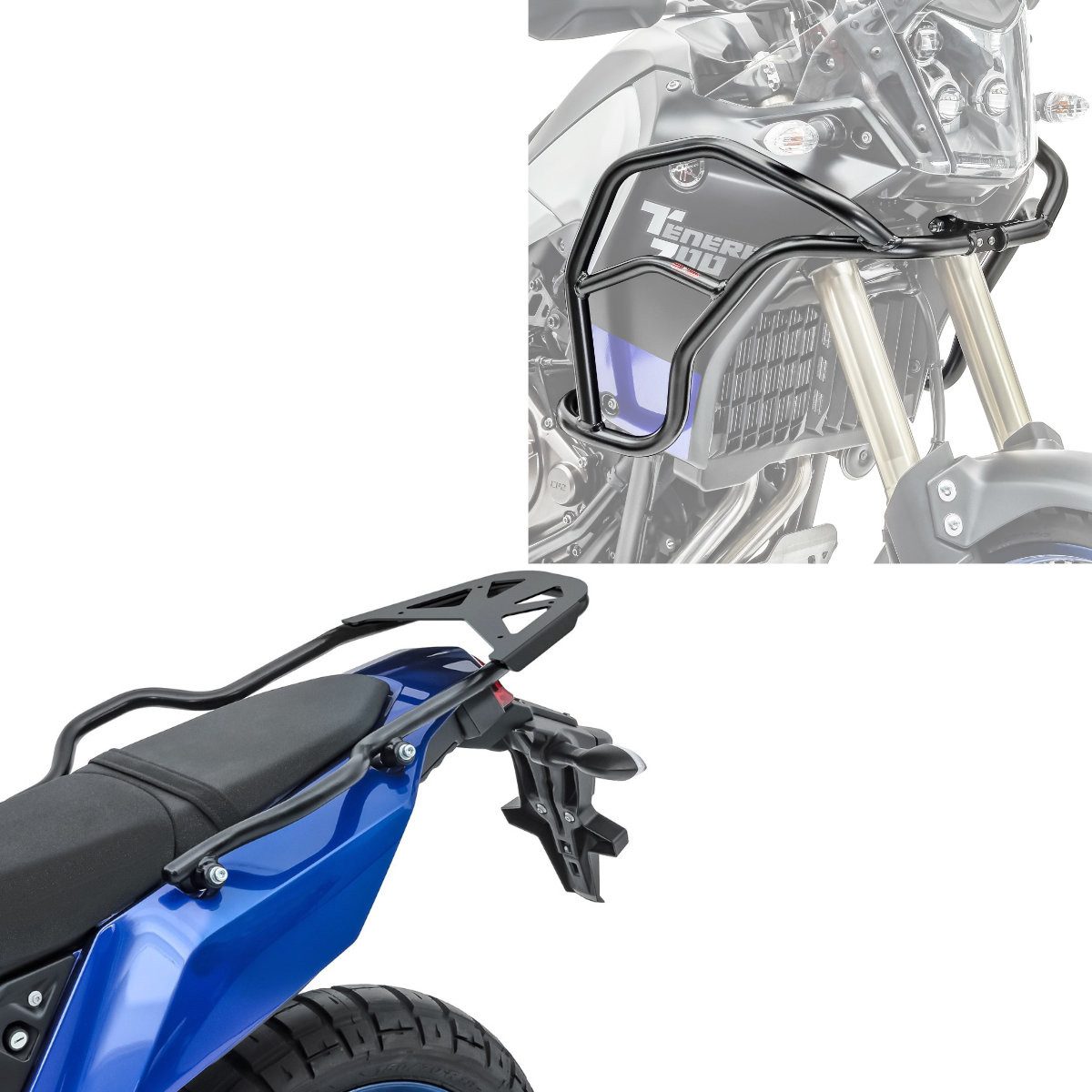 Bagtecs Reisetasche Set: Gepäckbrücke # + Verkleidungsschutzbügel XL passend für Yamaha Te
