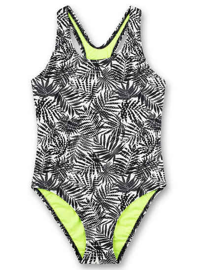 Sanetta Badeanzug »Sanetta Mädchen Badeanzug mit Palmenblätter-Alloverprint, schwarz-weiß«