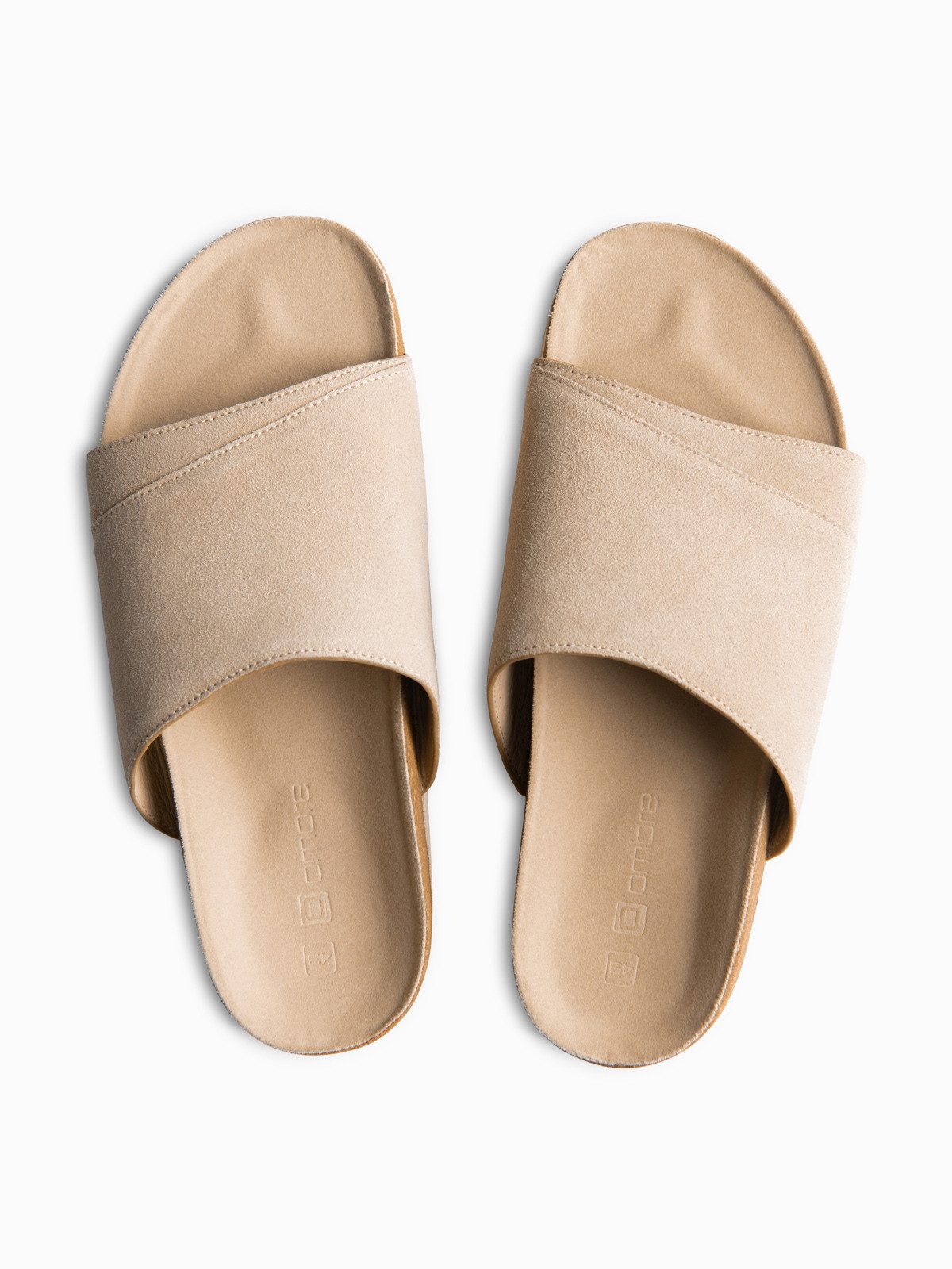 OMBRE Herren Pantolette aus hochwertigem Wildleder Beige 41 Pantolette (kein Set, 1-tlg) Profilierte Innensohle