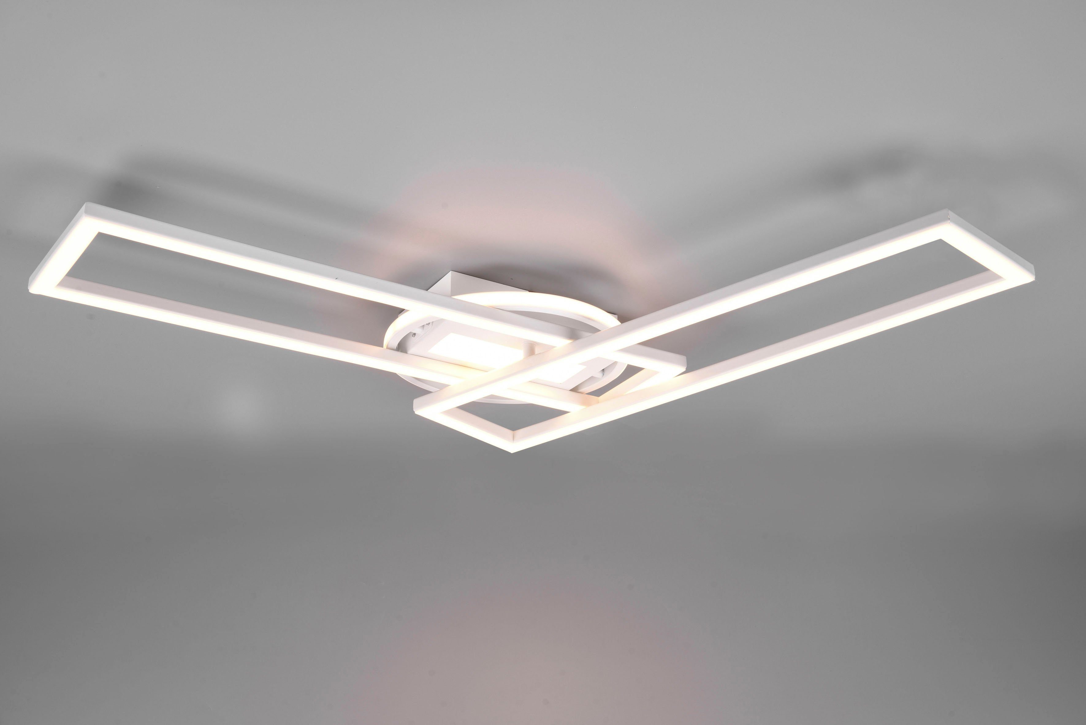 TRIO Leuchten LED Deckenleuchte Lichtfarbe kaltweiß, matt 4500 - Memory Farbwechsel, Fernbedienung, Deckenlampe Dimmfunktion, Twister, warmweiß fest - einstellbar integriert, weiß LED CCT Fernbedienung über Lumen