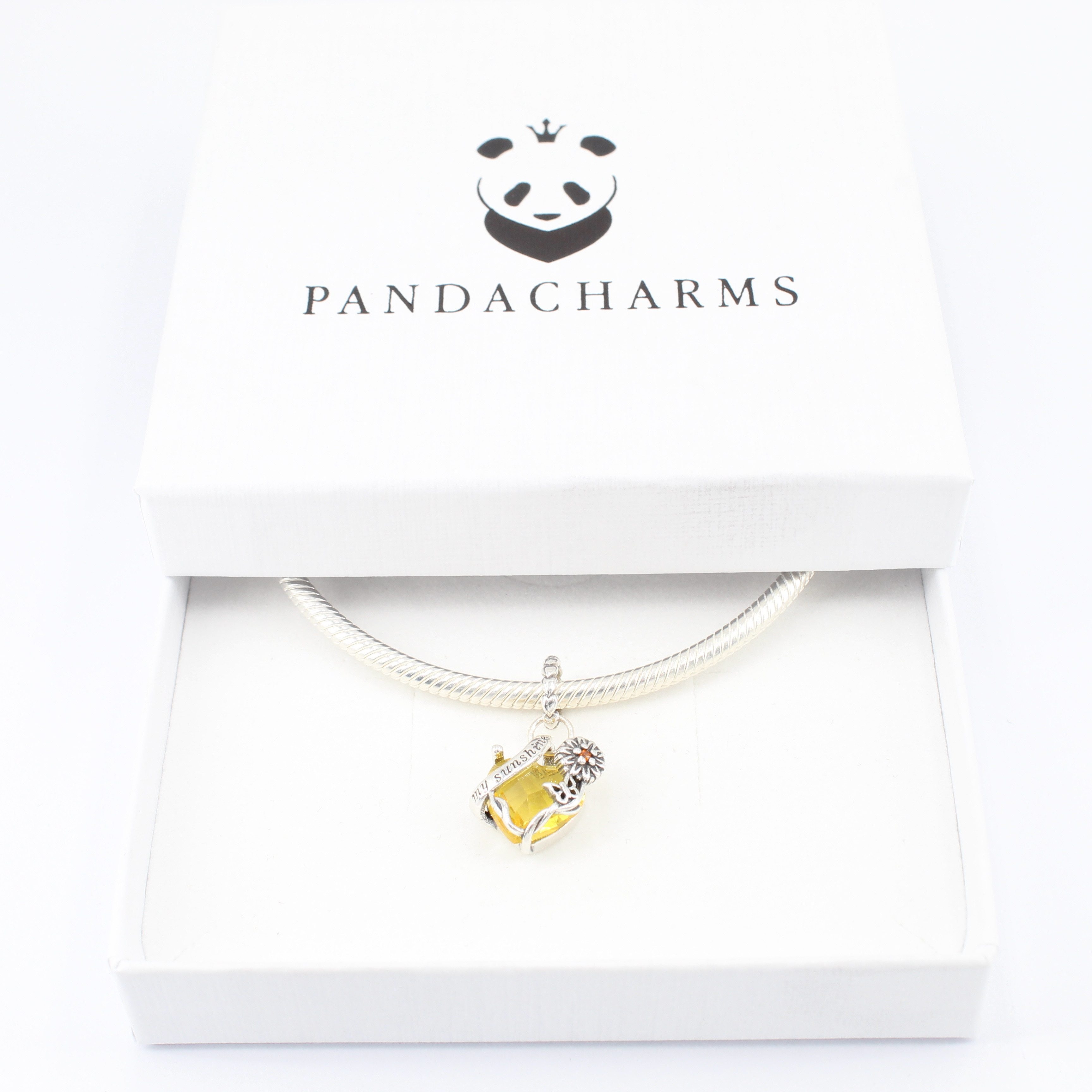 PANDACHARMS Bead Bernsteinfarbenes Sunshine Herz Charm Anhänger, 925er Silber – Bild 3 von 3