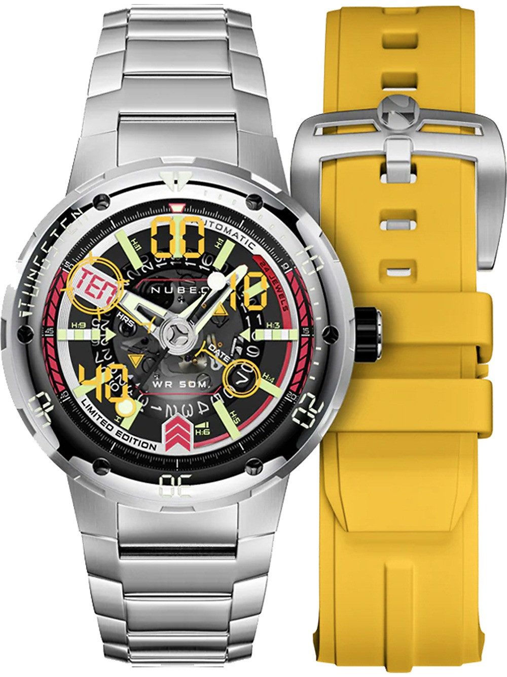 Nubeo Automatikuhr Nubeo NB-6090-11 Herrenuhr Mariner 9 Automatik Limited Edition 50mm 5A Nubeo NB-6090-11 Herrenuhr Mariner 9 Automatik Limited Edition 50mm 5ATM