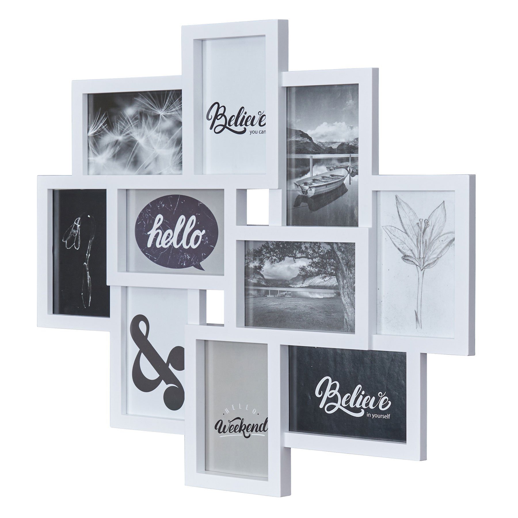Levandeo® Bilderrahmen Collage, Bilderrahmen Weiß 10 Fotos Fotogalerie Foto günstig online kaufen