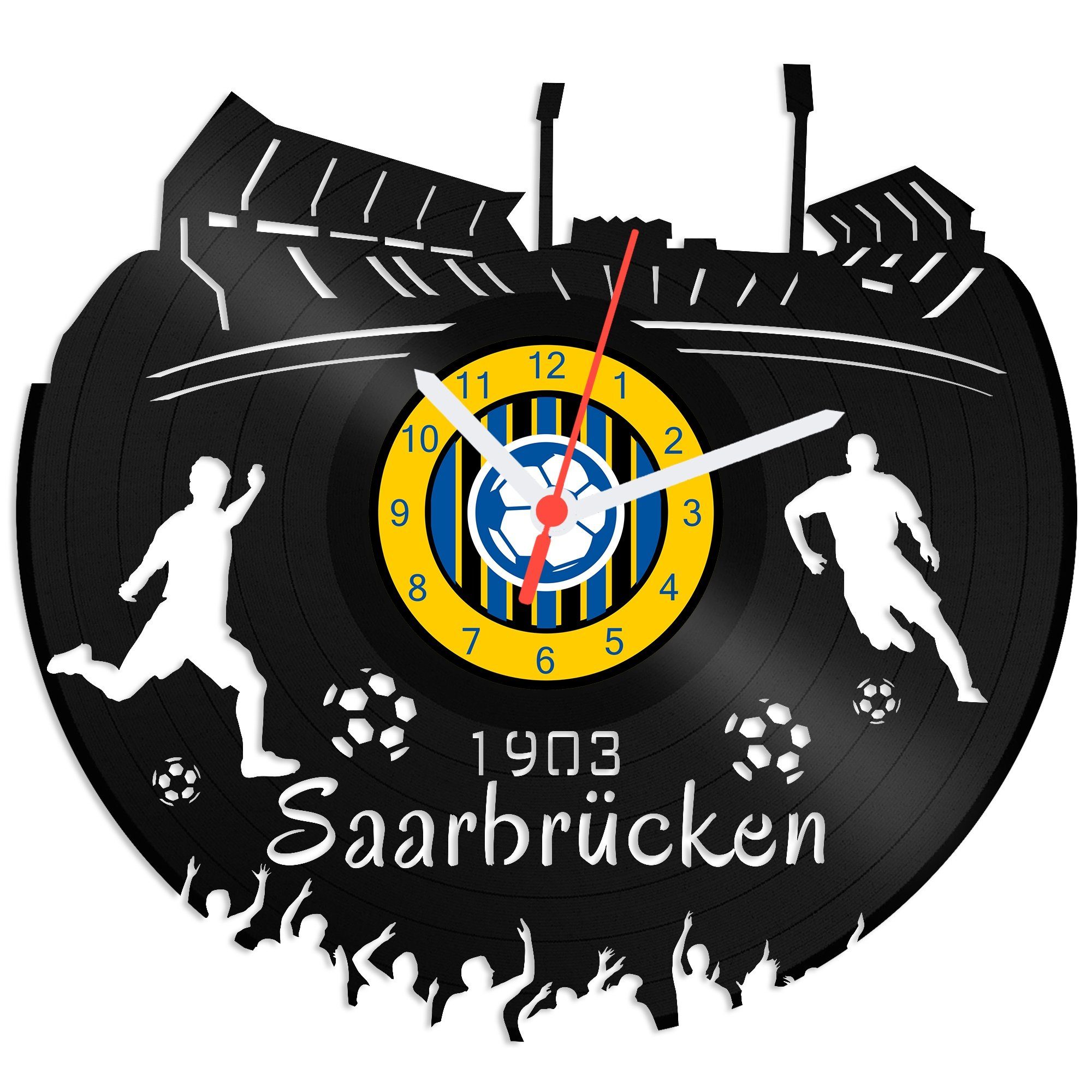 GRAVURZEILE Wanduhr Schallplattenuhr Saarbrücken - 100% Vereinsliebe - Fußb günstig online kaufen