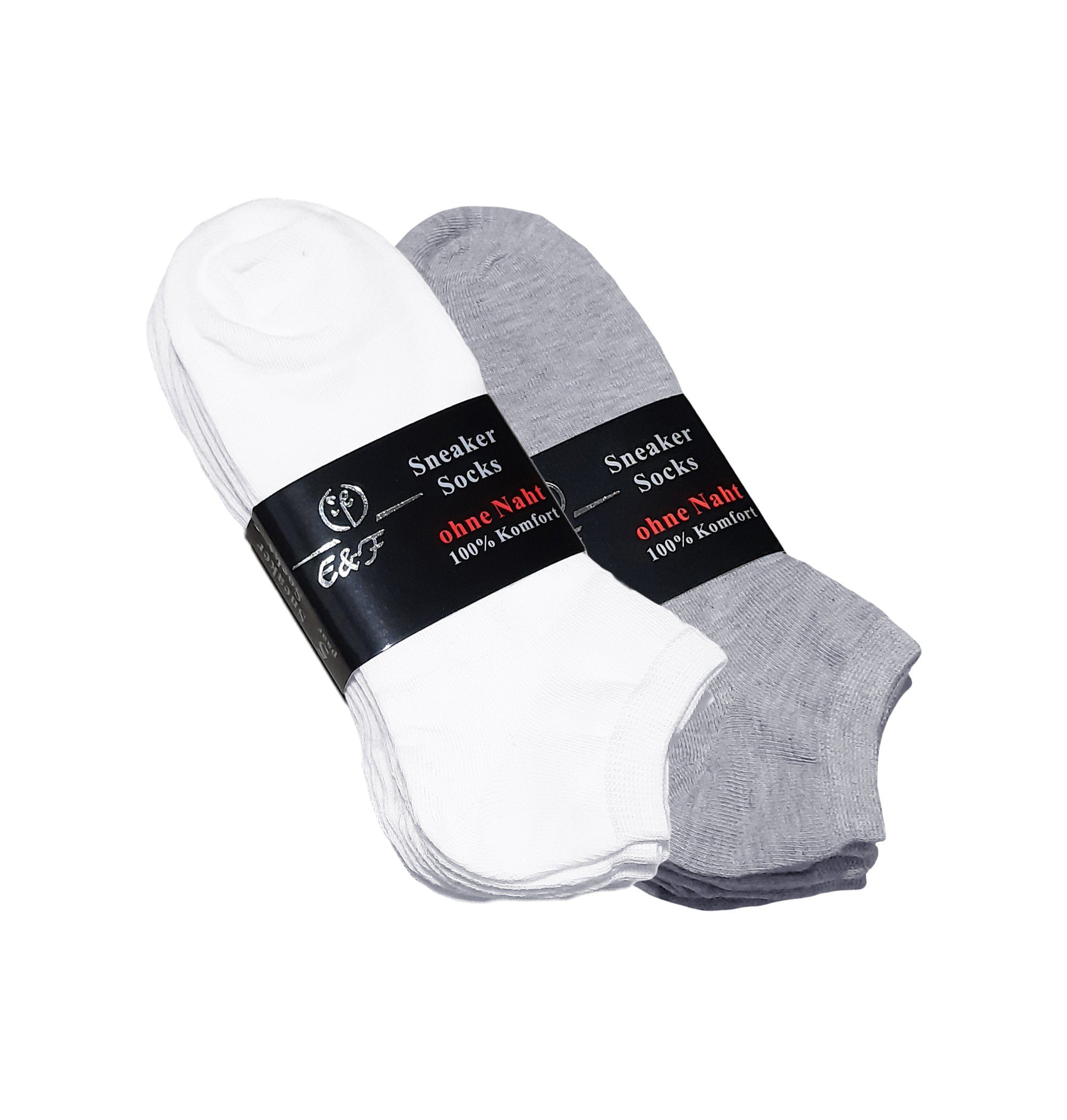 Sockenhimmel Sneakersocken Socken für Farben Sommersocken Paar) in maschinengekettelte Mix Naht Damen kurze (Weiß/Grau) (10 flach) Basic Sportsocken leichte (sehr