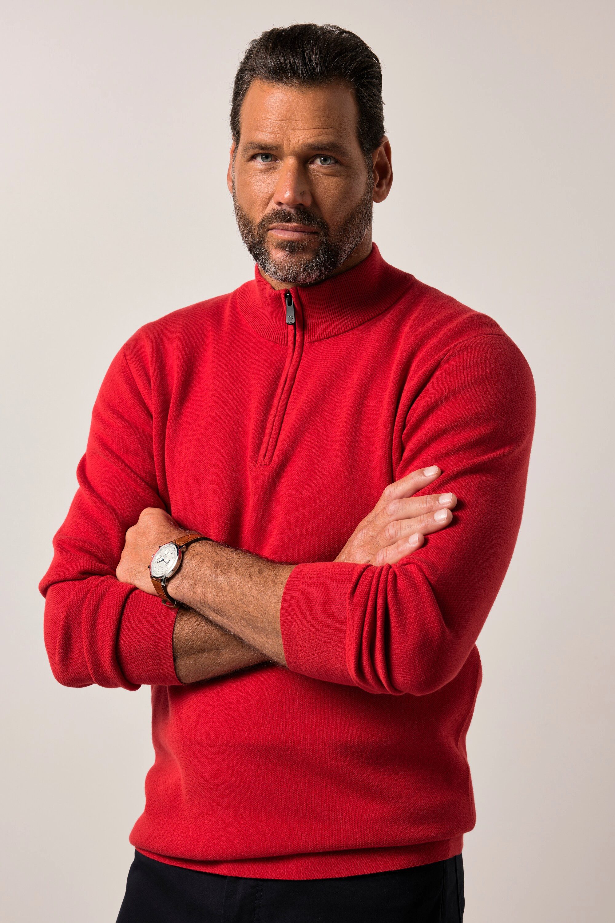 JP1880 Rundhalspullover Troyer FLEXNAMIC® Zippkragen günstig online kaufen