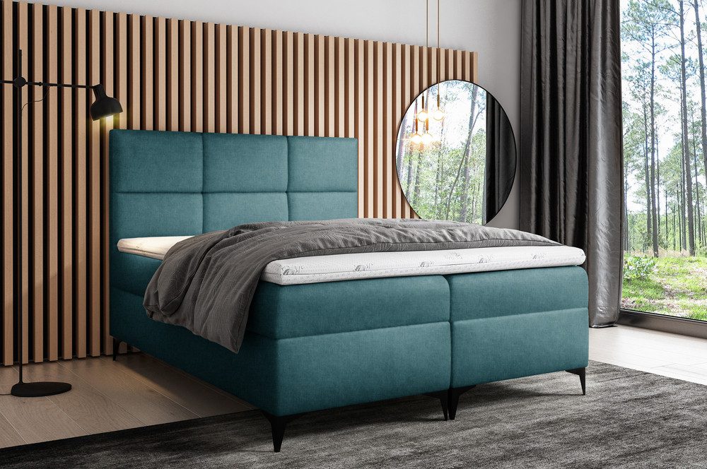99rooms Boxspringbett Ozzy (Schlafzimmerbett, Bett), 120/140/160/180/200 x 200 cm, mit Bonellfederkernmatratze und Topper