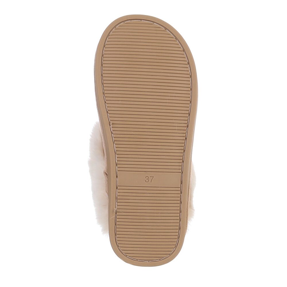 Ital-Design Damen Hausschuhe Freizeit Hausschuh (87284065) Flach Hausschuhe in Hellbraun