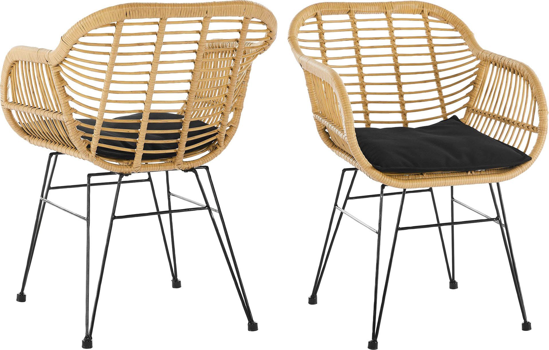 SalesFever Stuhl Wels - Komfortabler Sitzplatz (Set, 2 St), Zweier-Set: Wetterfestes Kunststoffgeflecht in Rattanoptik