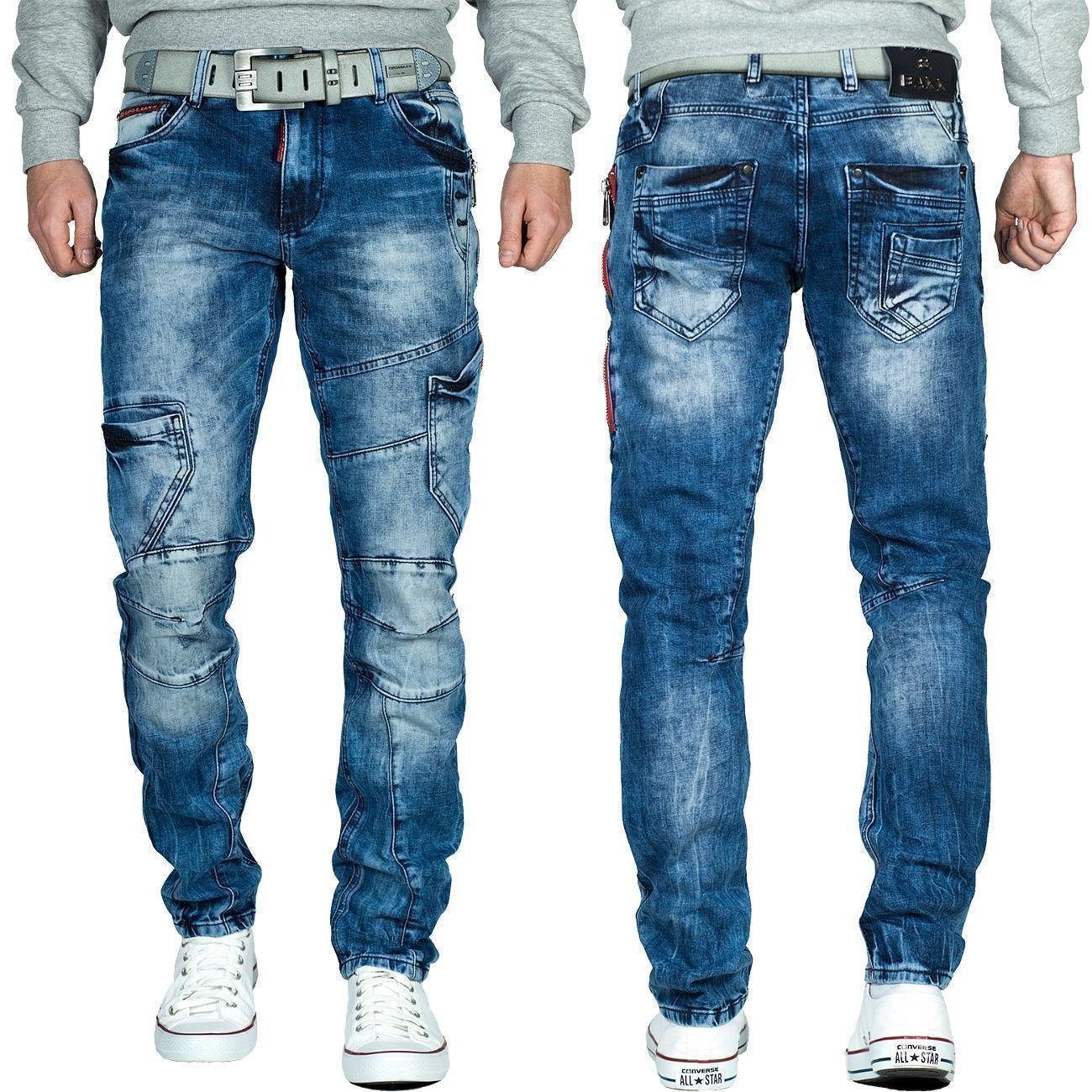 Cipo & Stonewashed Hose Regular-fit-Jeans BA-CD478 mit Ziernähten Cargo Baxx