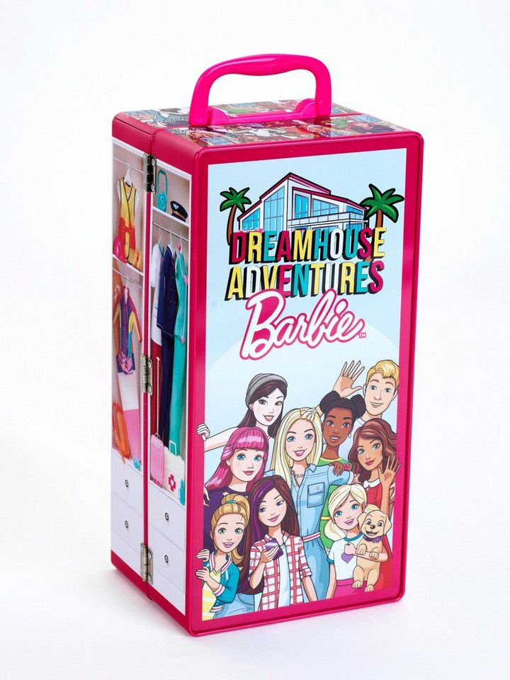 Klein Puppenkleiderschrank Barbie Schrankkoffer, Schrankkoffer mit mit 12  Kleiderbügeln und Kleiderstange