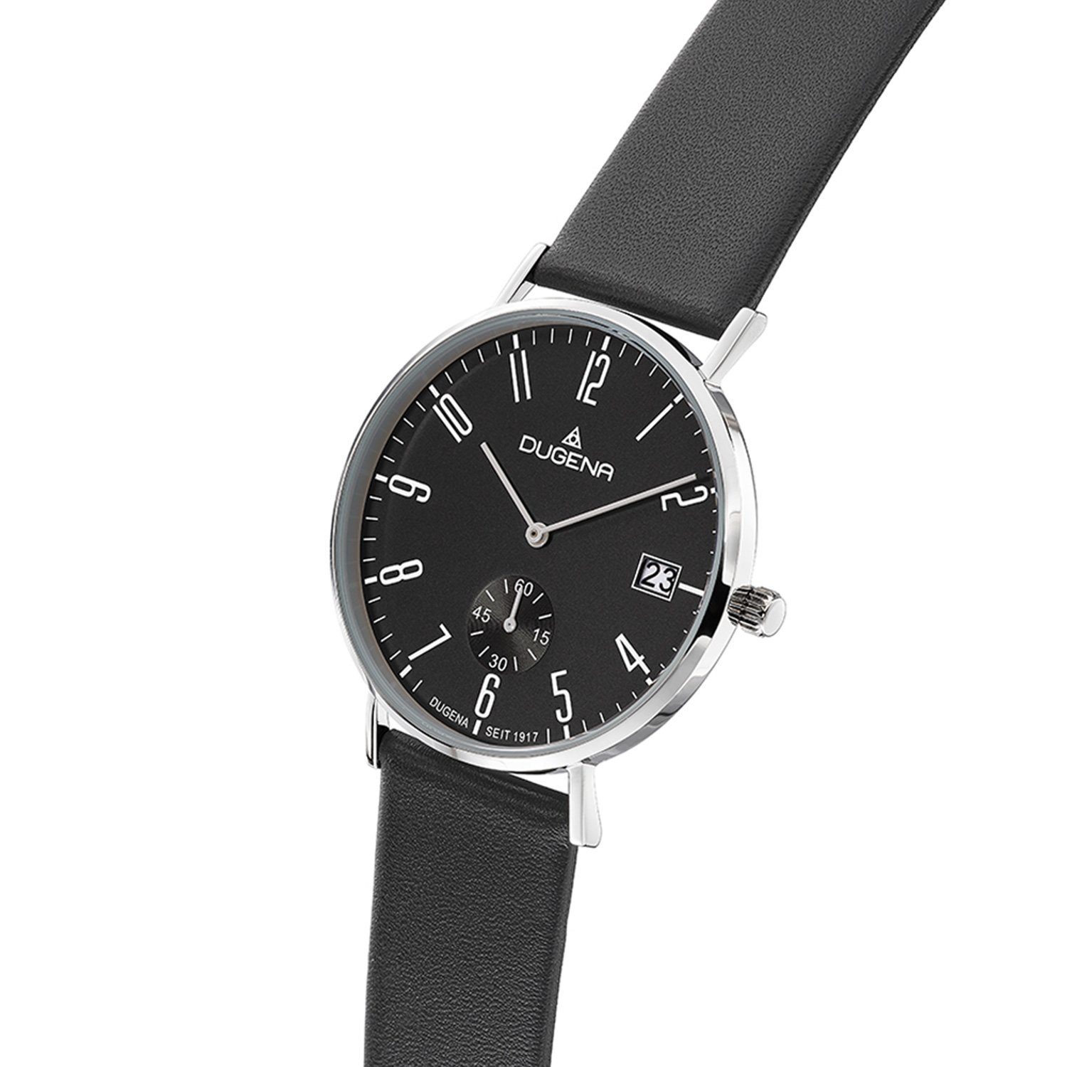 Dugena Quarzuhr Herrenuhr 4460666-1 Mondo, Quarz, schwarzes Zifferblatt, Edelstah