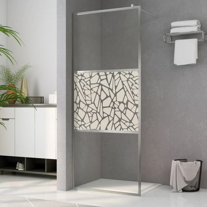 vidaXL Duschwand Duschwand für Begehbare Dusche ESG-Glas Steindesign 115x195 cm