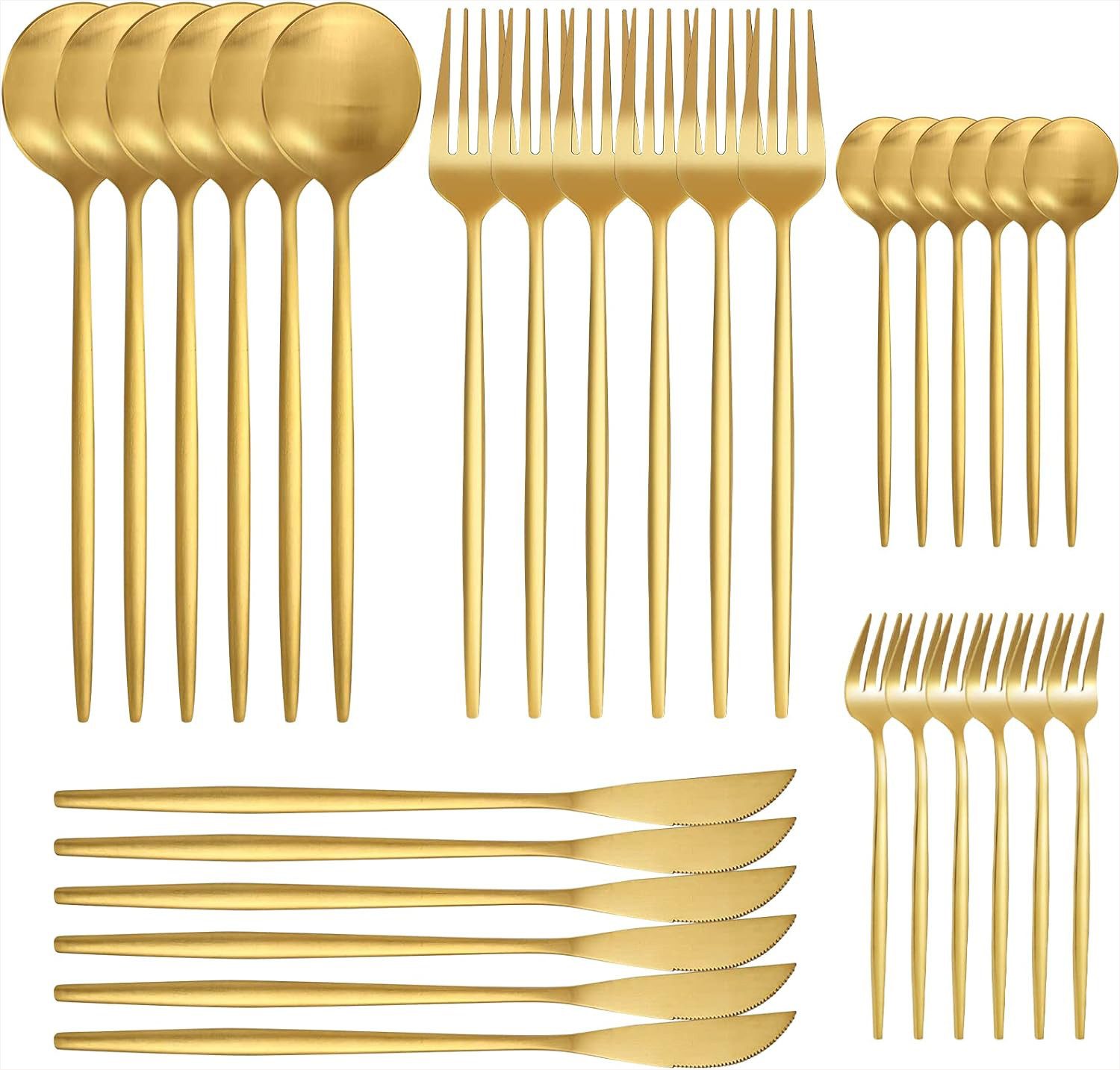 KingLux Besteck-Set 60tlg.Edelstahl Besteck Messer Gabel Löffel Utensilien Set (60-tlg), 12 Personen, Edelstahl