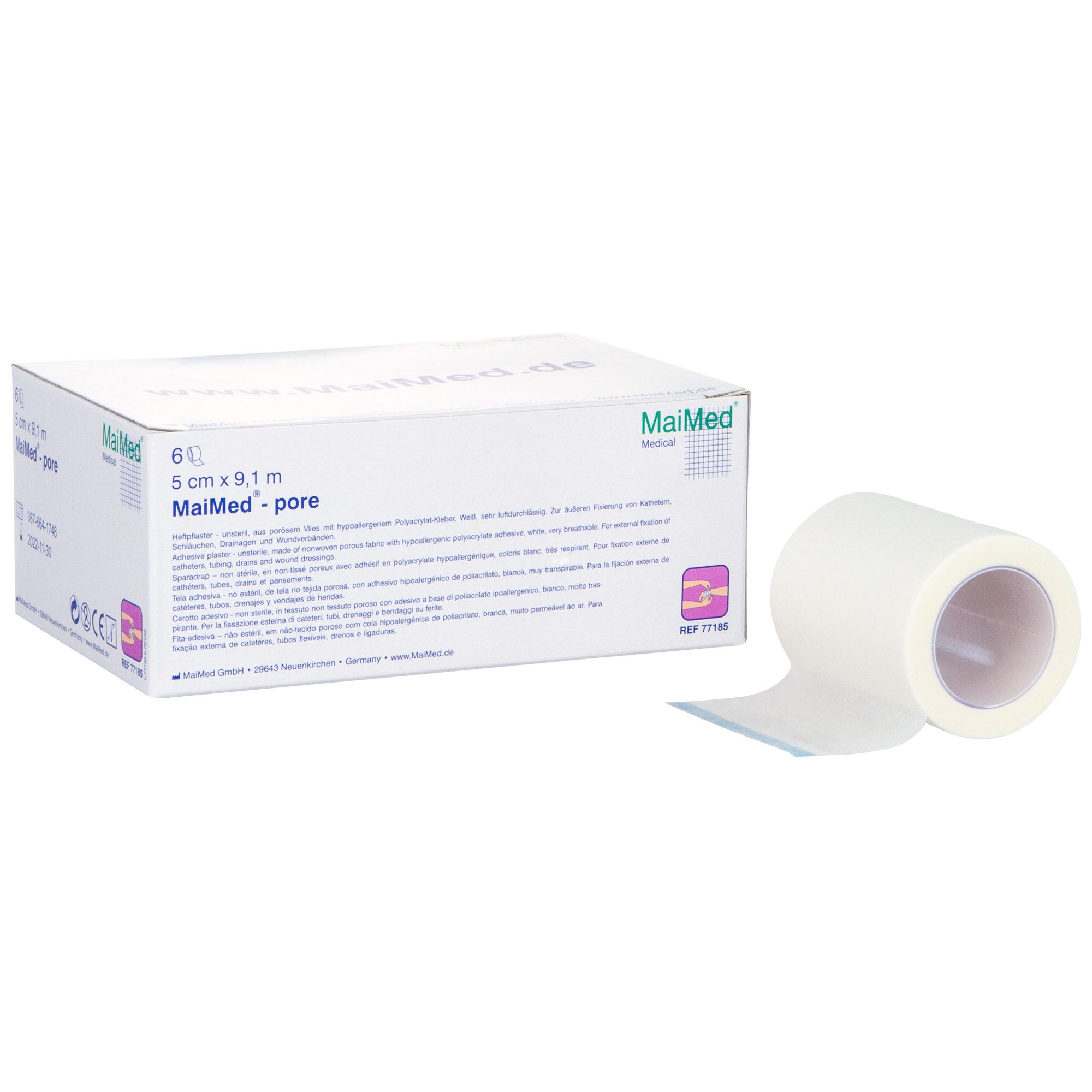 MaiMed Wundpflaster MaiMed® – pore Fixierpflaster 5 cm x 9,1 m Packung zu 6 Rollen