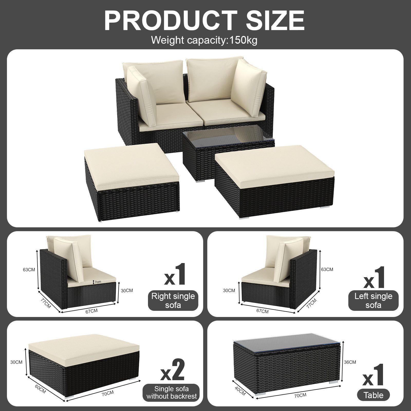 BIGZZIA Gartenlounge-Set Modulares Gartenmöbelset - Rattanmöbel günstig online kaufen