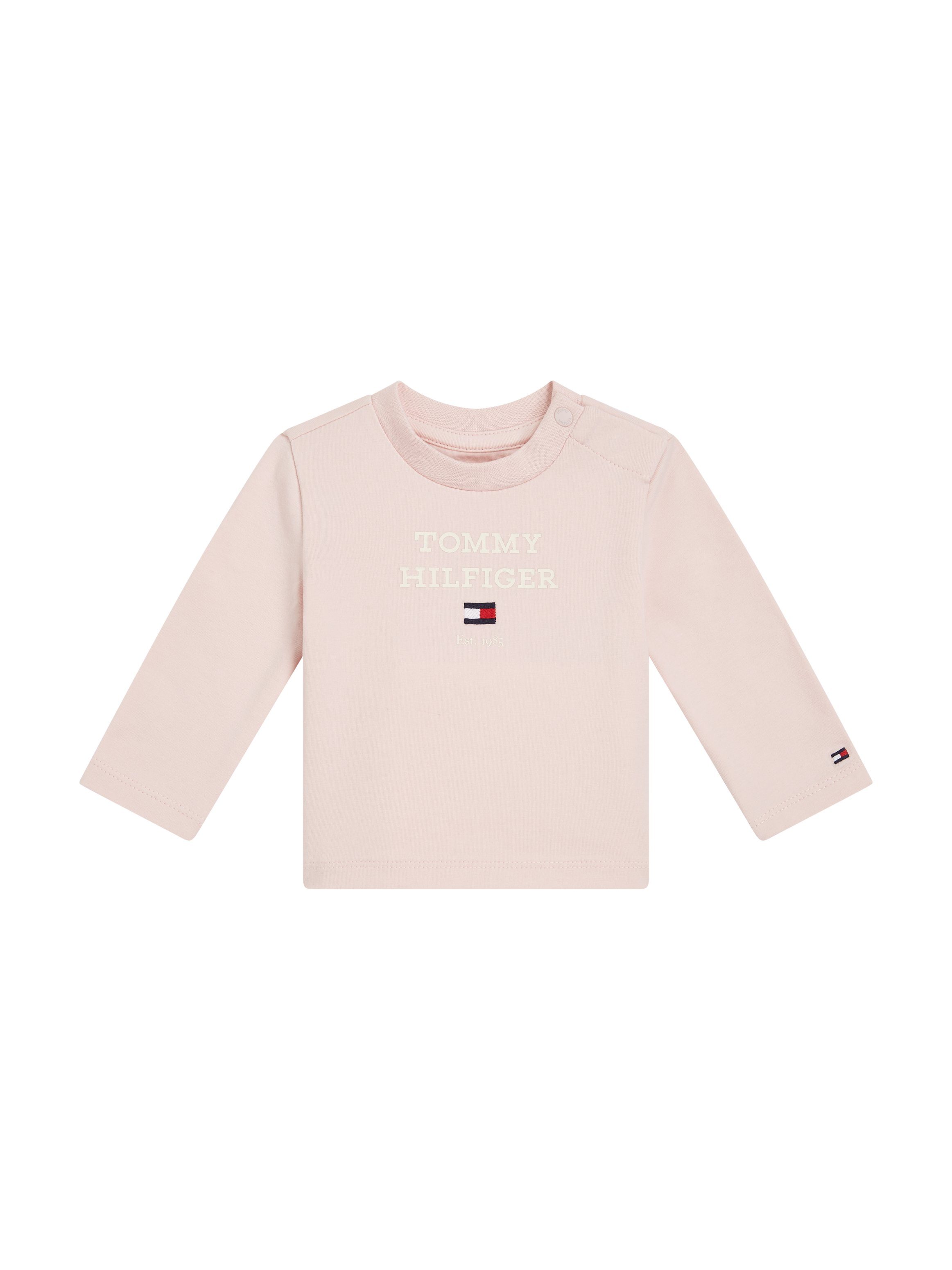 BABY Hilfiger TH LOGO Tommy Logoschriftzug Whimsy TEE mit Langarmshirt Pink L/S