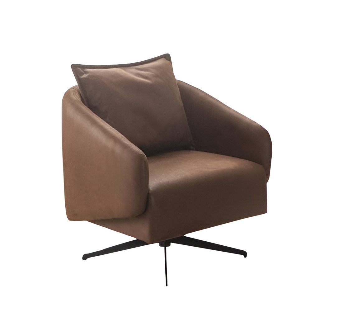 Xlmoebel Loungesessel Kunstleder Sessel Braun mit Drehfunktion und modernem Design (1-St., Sessel), Hergestellt in Europa