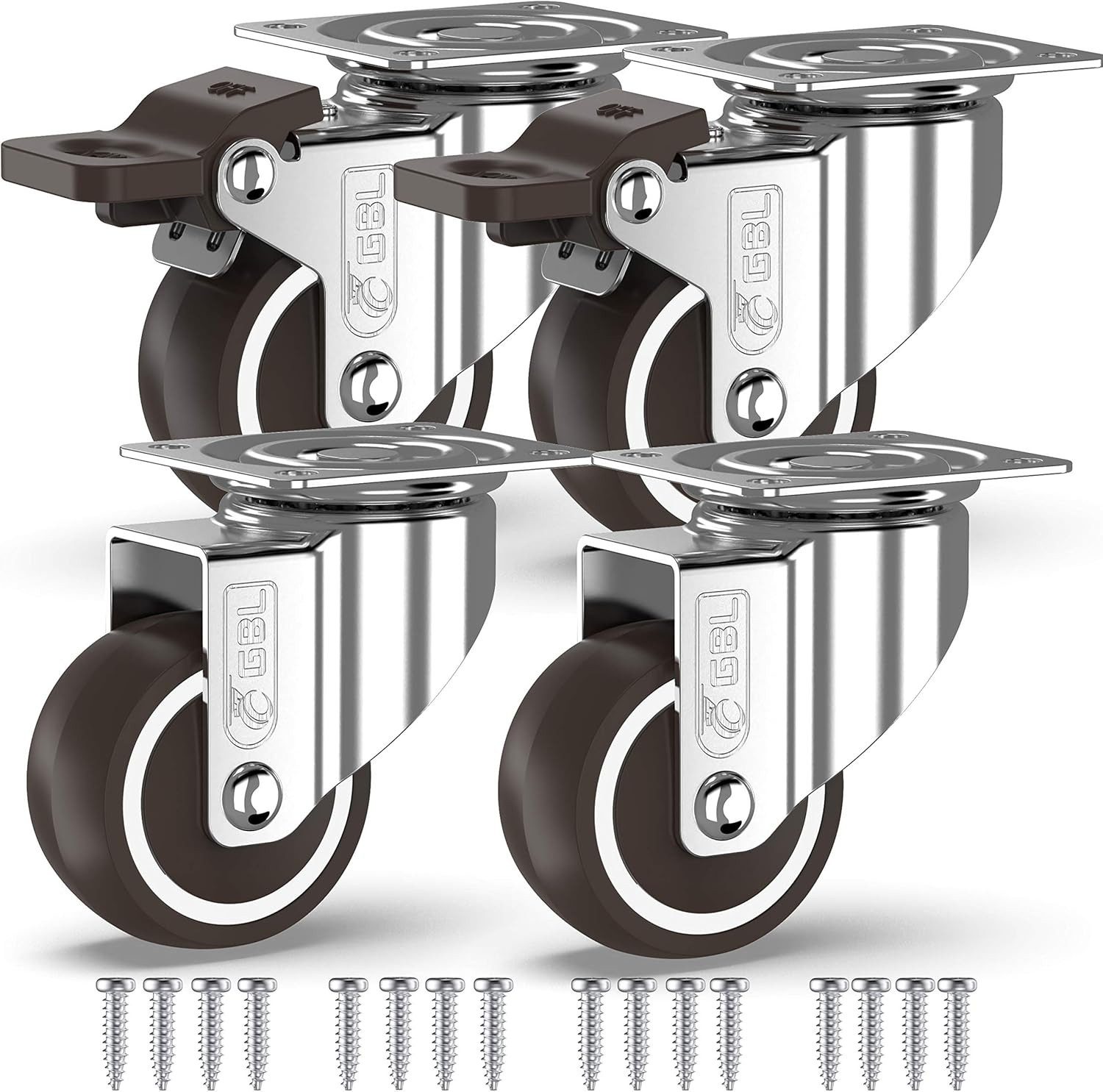GBL Caster Wheels Möbelrolle GBL 4er Schwerlast Möbelrollen 50 mm, 200 kg, mit 2 Bremsen