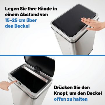 COSTWAY Mülltonnenbox, 50L mit Sensor automatischer Deckel abnehmbaren Beinen