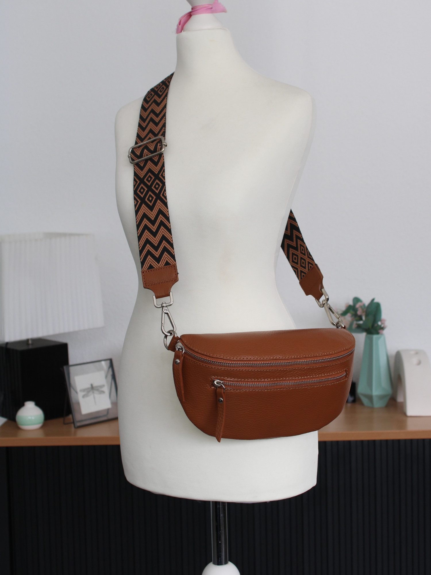 Adel Bags Schulterriemen Schulterriemen Taschengurt Cognac Braun, Verstellbar, 5cm Breit hergestellt in Italien