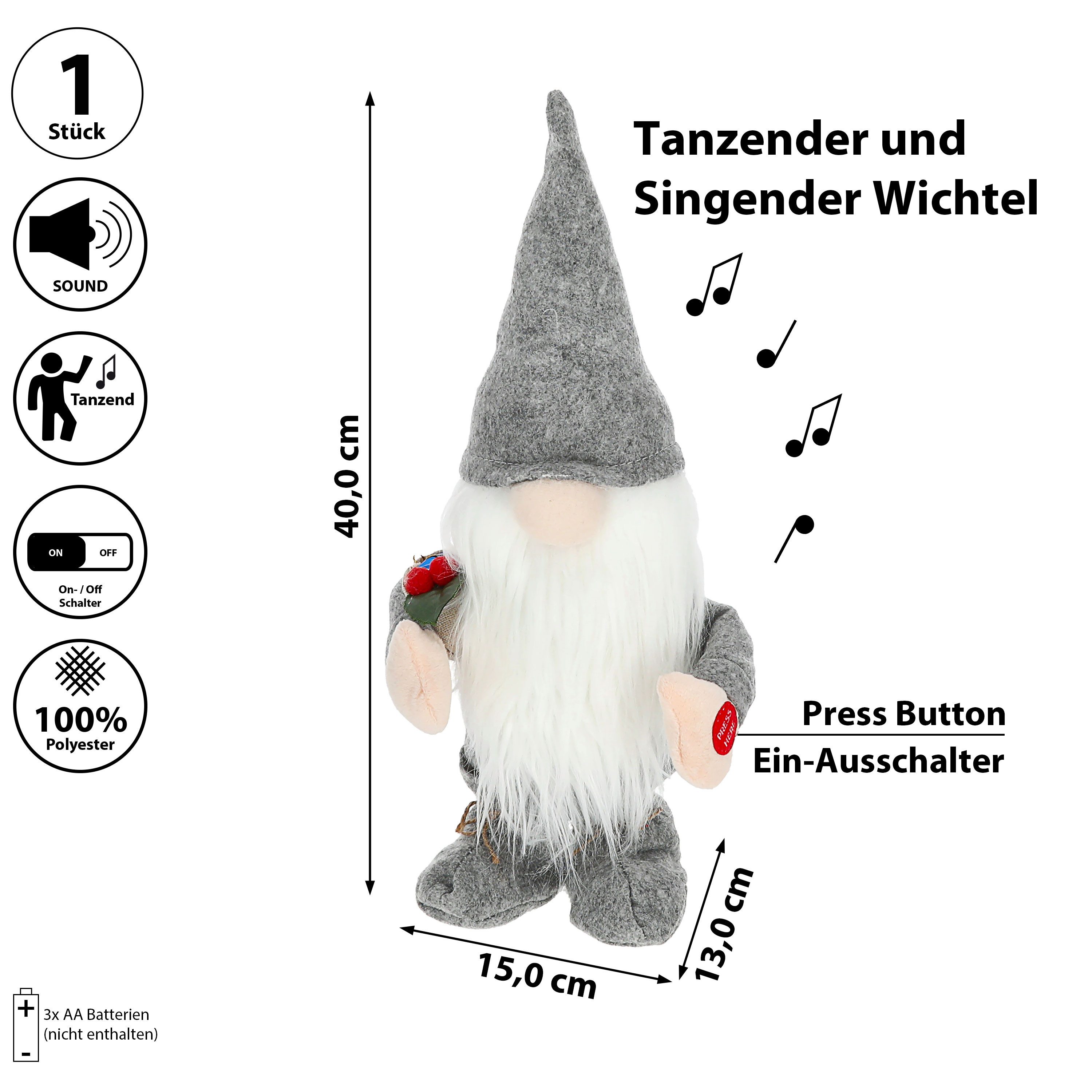 CEPEWA Dekofigur Wichtel interaktiv Sound Bewegung günstig online kaufen