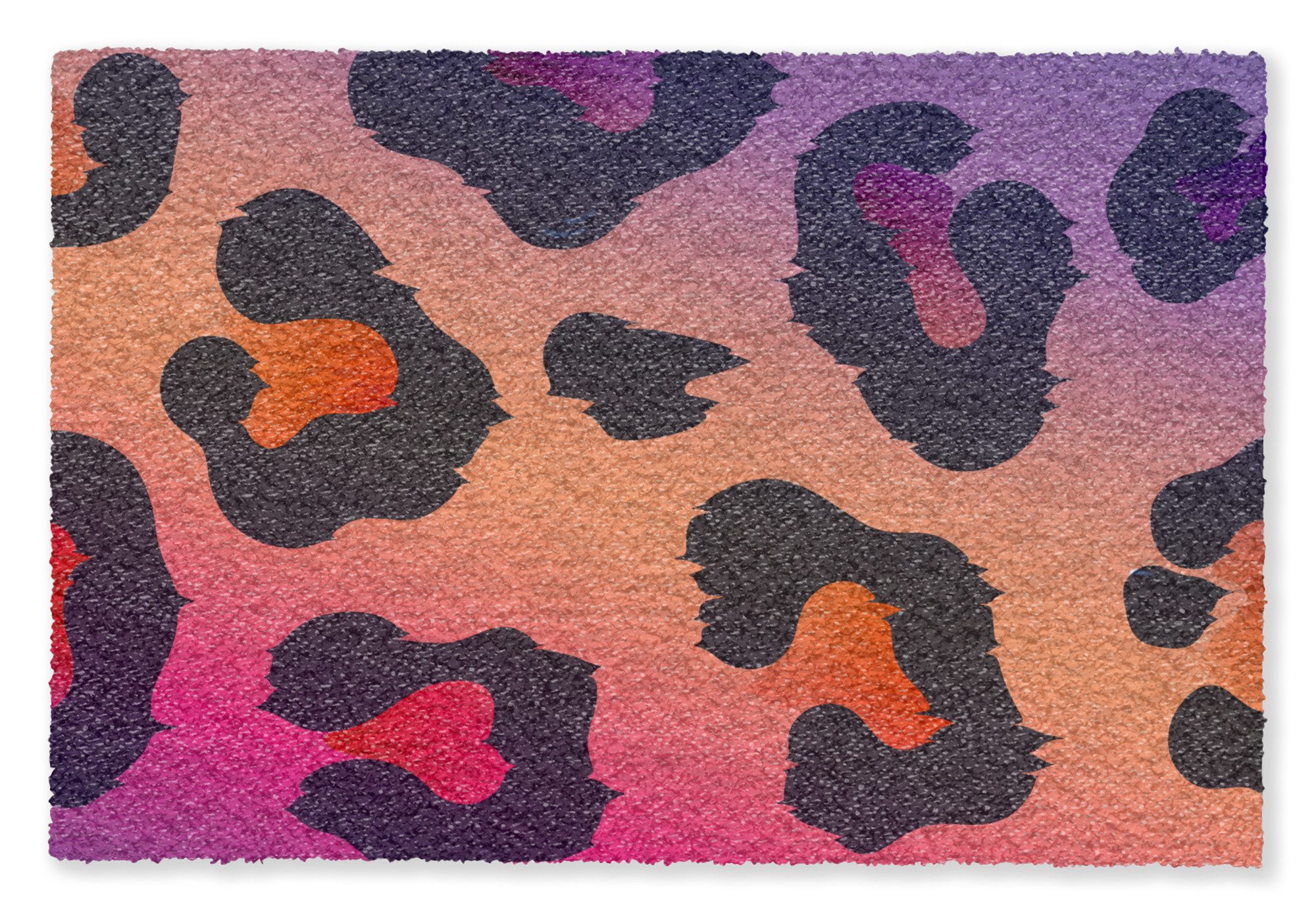 MuchoWow Fußmatte Pantherdruck - Rosa - Lila - Orange, Rechteckig, innen Schmutzfangmatte, Tür, Schmutzfänger Flur, Teppich 60x40 cm