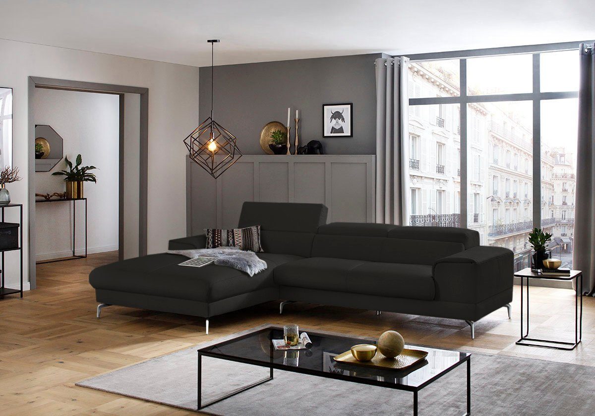 W.SCHILLIG Ecksofa piedroo, Designsofa mit tollem Sitzkomfort, bequem und elegant, L-Form, Kopfteilverstellung, wahlweise mit Sitztiefenverstellung, Breite 303cm