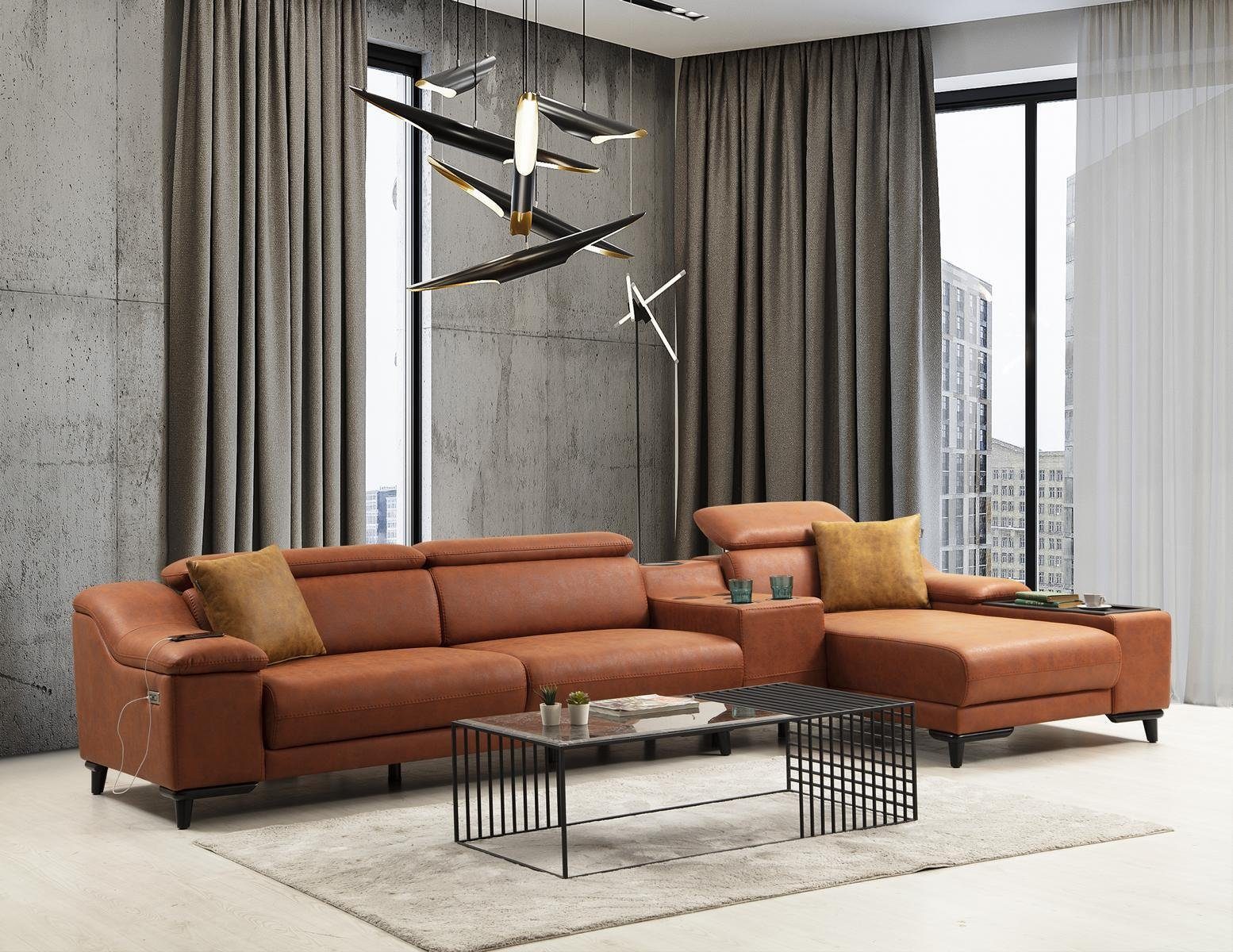 JVmoebel Ecksofa Luxus Ecksofa L-Form Sofa Couch Design Polster Modern Textil, 4 Teile, Made in Europa