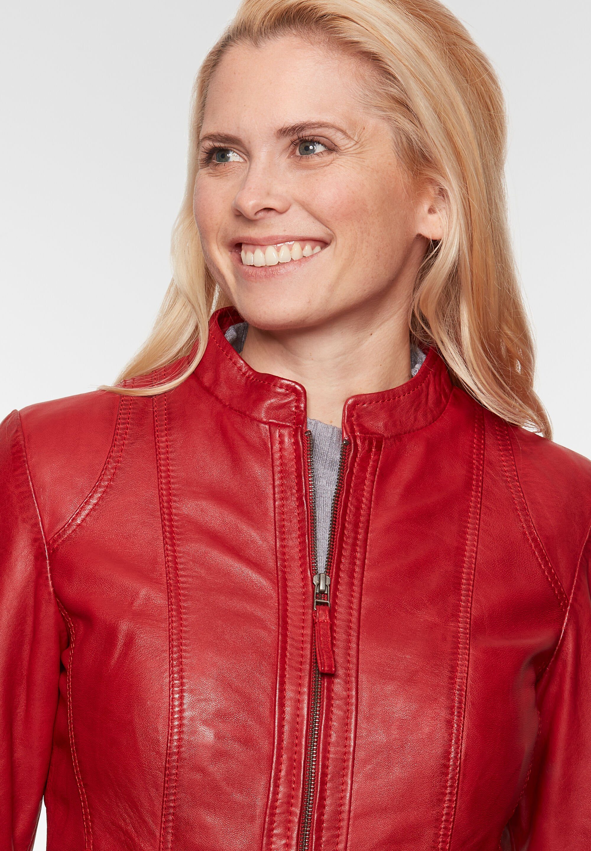 7eleven Lederjacke SEAMERA (1-St) mit Ziernähten