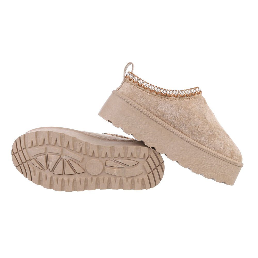 Ital-Design Die bequemen Plateau-Slipper Hausschuh (85244438) Flach Stiefeletten in Hellbraun