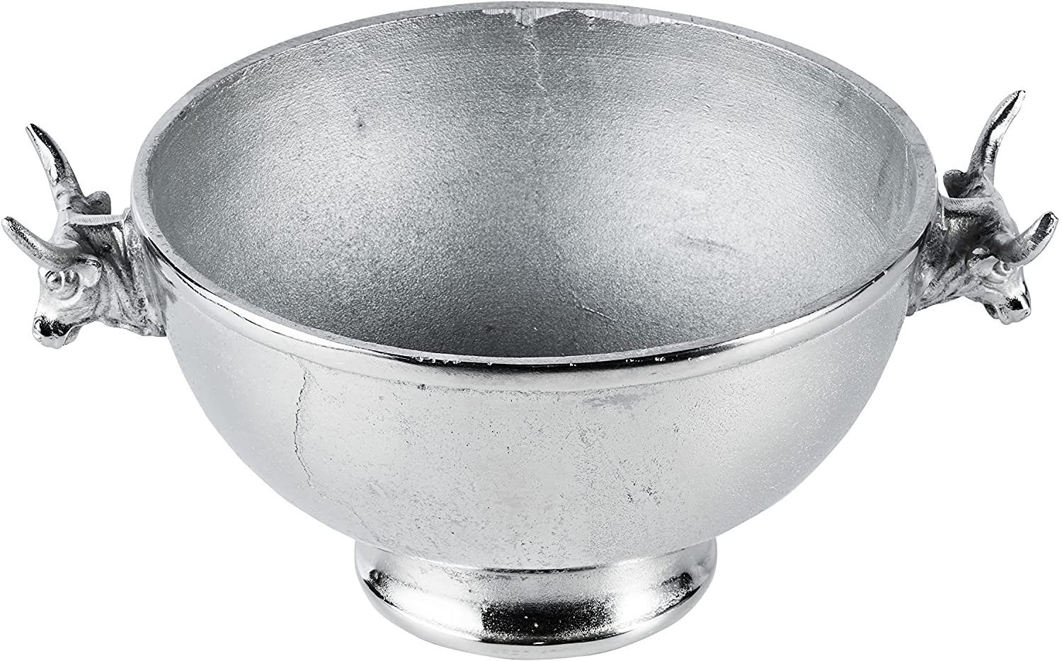 MichaelNoll Dekoschale Schale "Stierkopf" Aluminium Rund Dekoschale Metall - 31 oder 40 cm