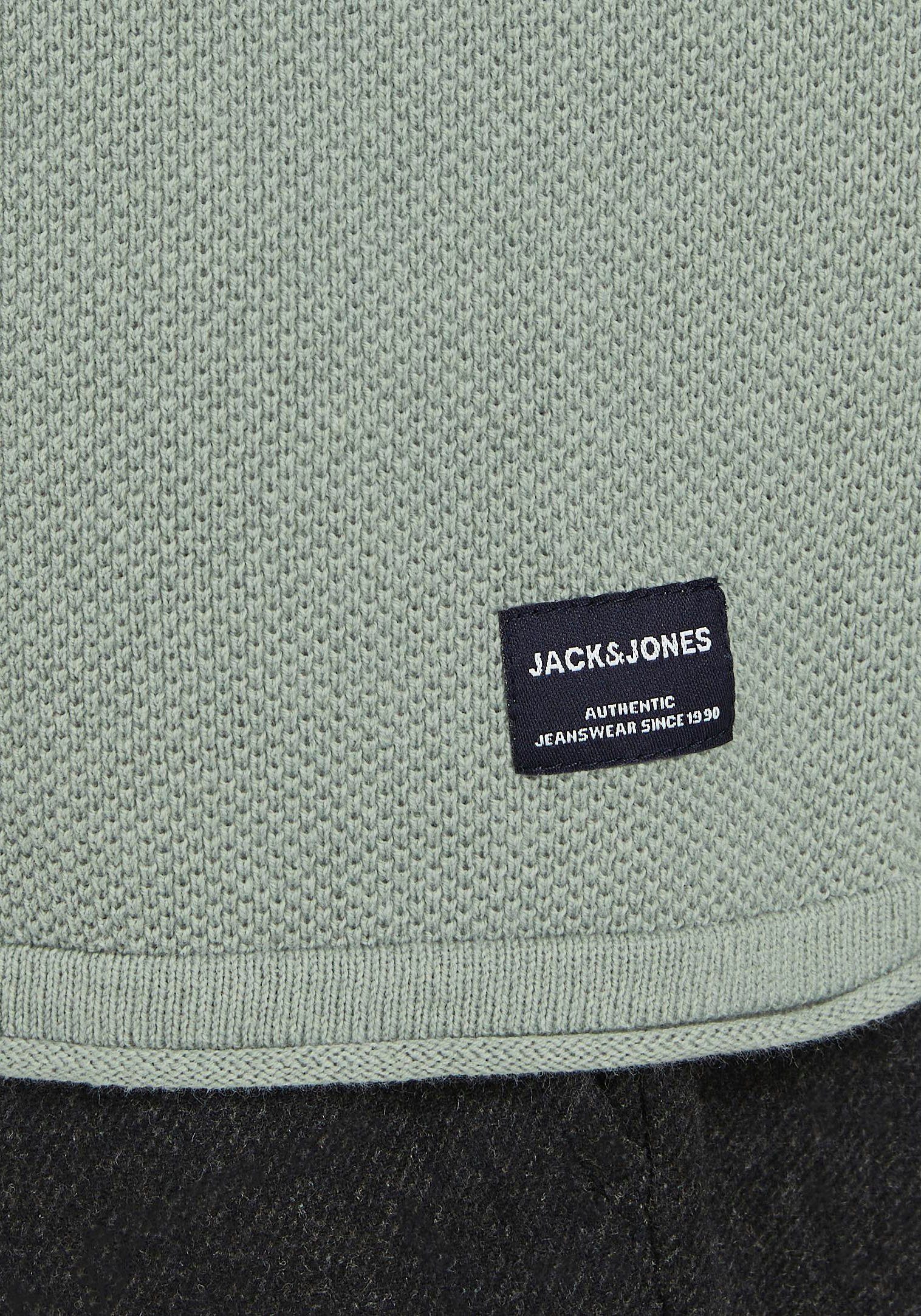 Jack Jones KNIT grau & HILL Rundhalspullover