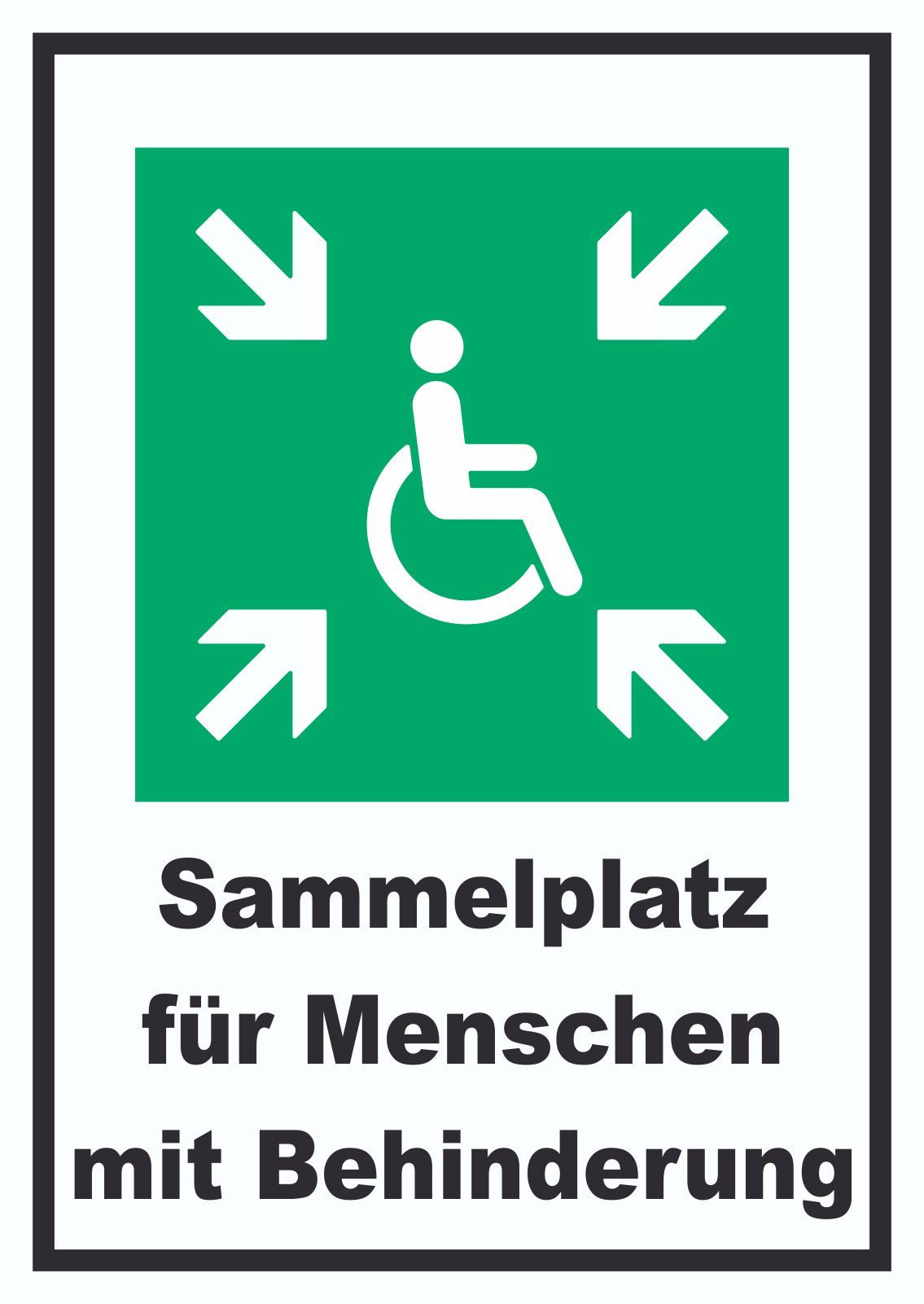 HB-Druck Hinweisschild Sammelplatz für Menschen mit Behinderung Schild, wetterfest, stabil, UV-beständig, kratzfest