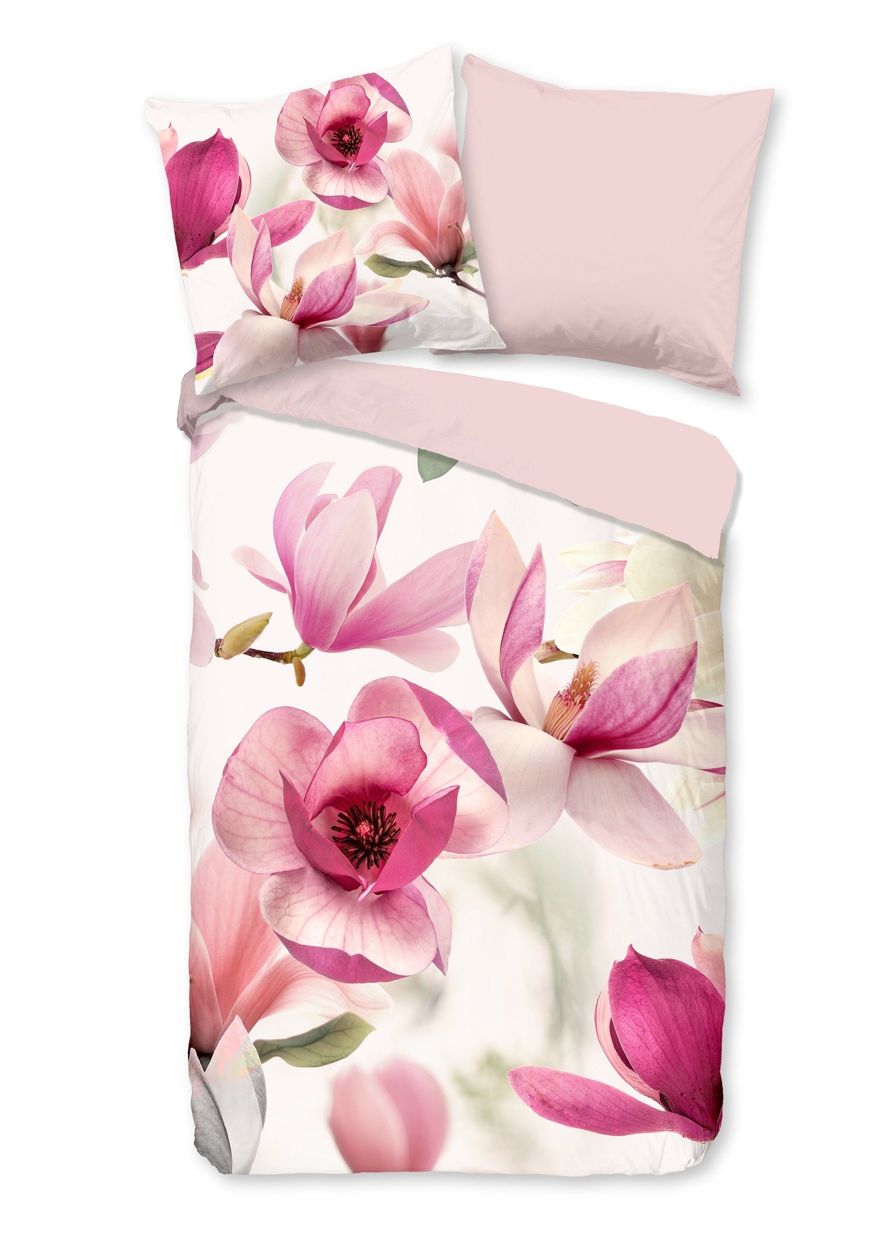 good morning Bettwäsche Baumwolle, Renforcé, 2 teilig, Magnolien, rosa günstig online kaufen