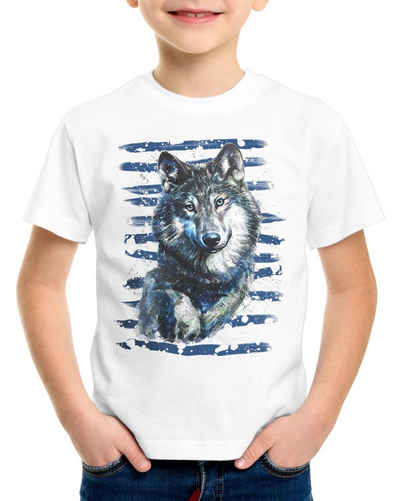 style3 Print-Shirt Kinder T-Shirt Einsamer Wolf rudel wald wildnis forst