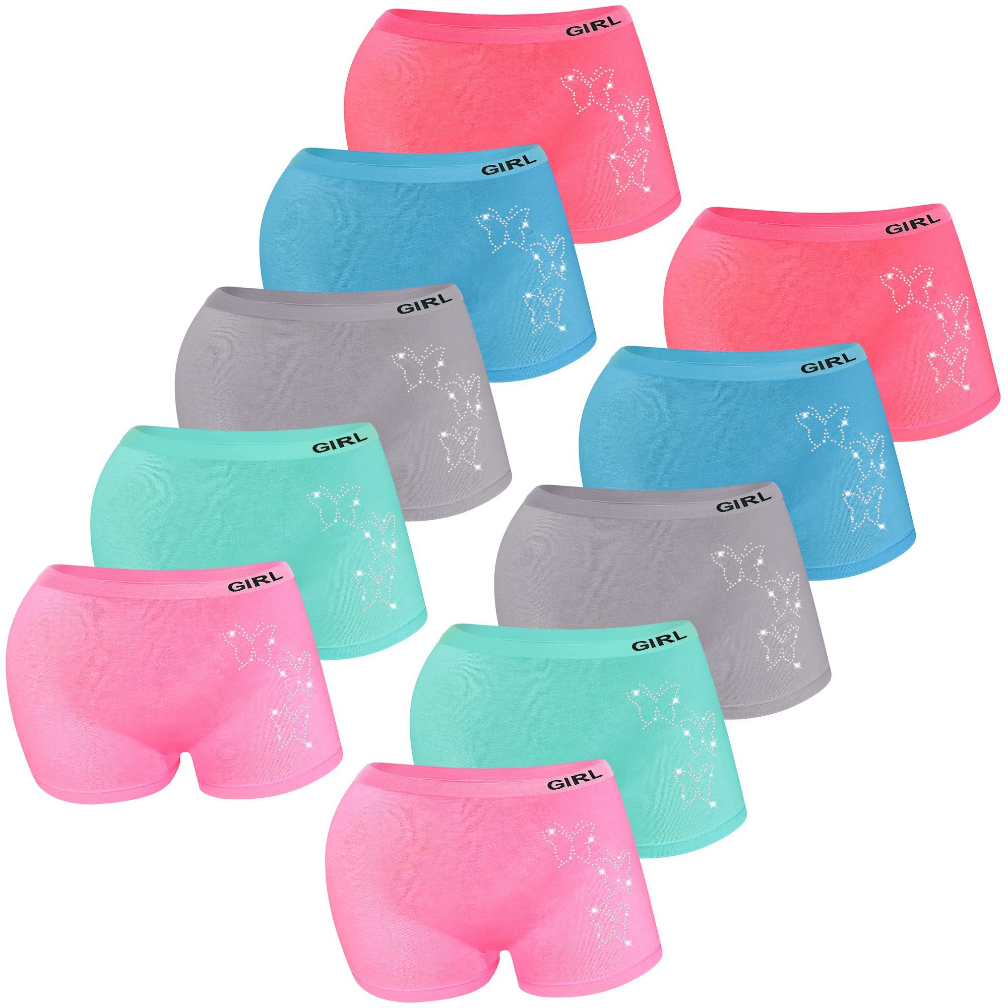 LOREZA Panty 10er Set Pantys Boxershorts - Strass (Spar-Packung, 10-St)